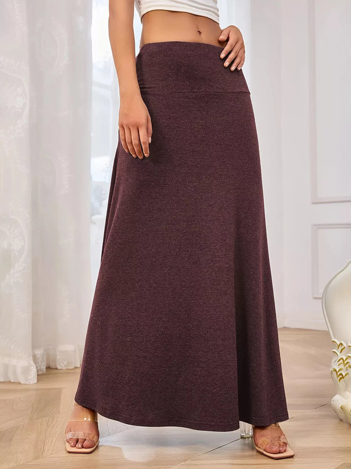 Trendsi Flowy Maxi Skirt with Wide Waistband -