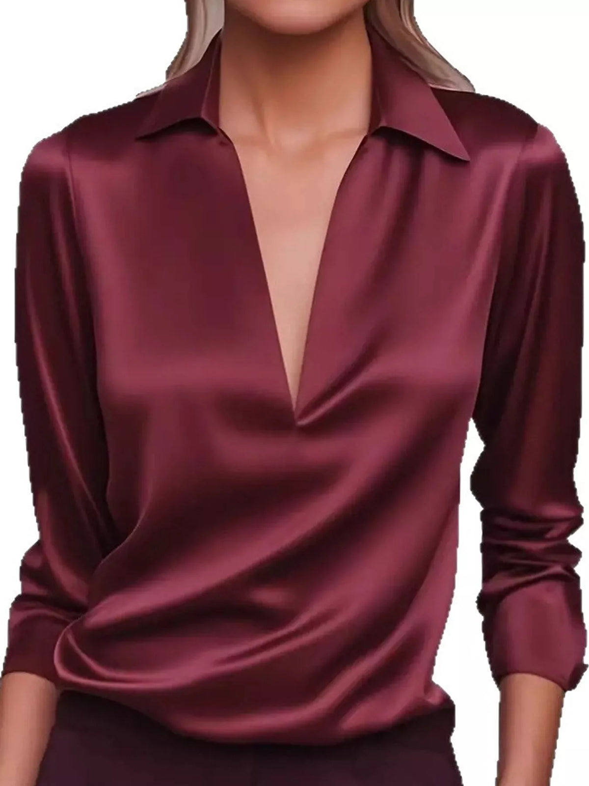 Burgundy long-sleeve blouse