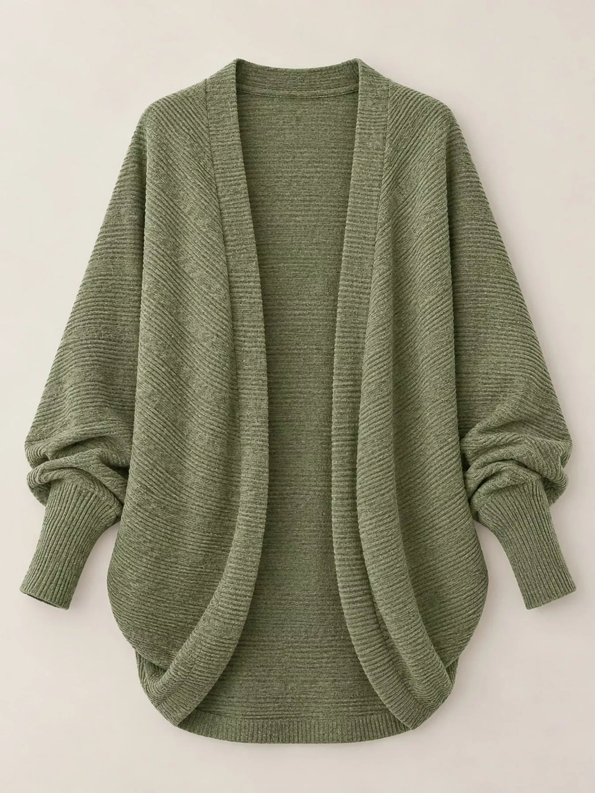 Army Green open-front batwing sleeve cardigan