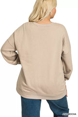 Trendsi Zenana Full Size Fleece Hi-low Boyfriend Sweatshirts with Pockets Plus Size -