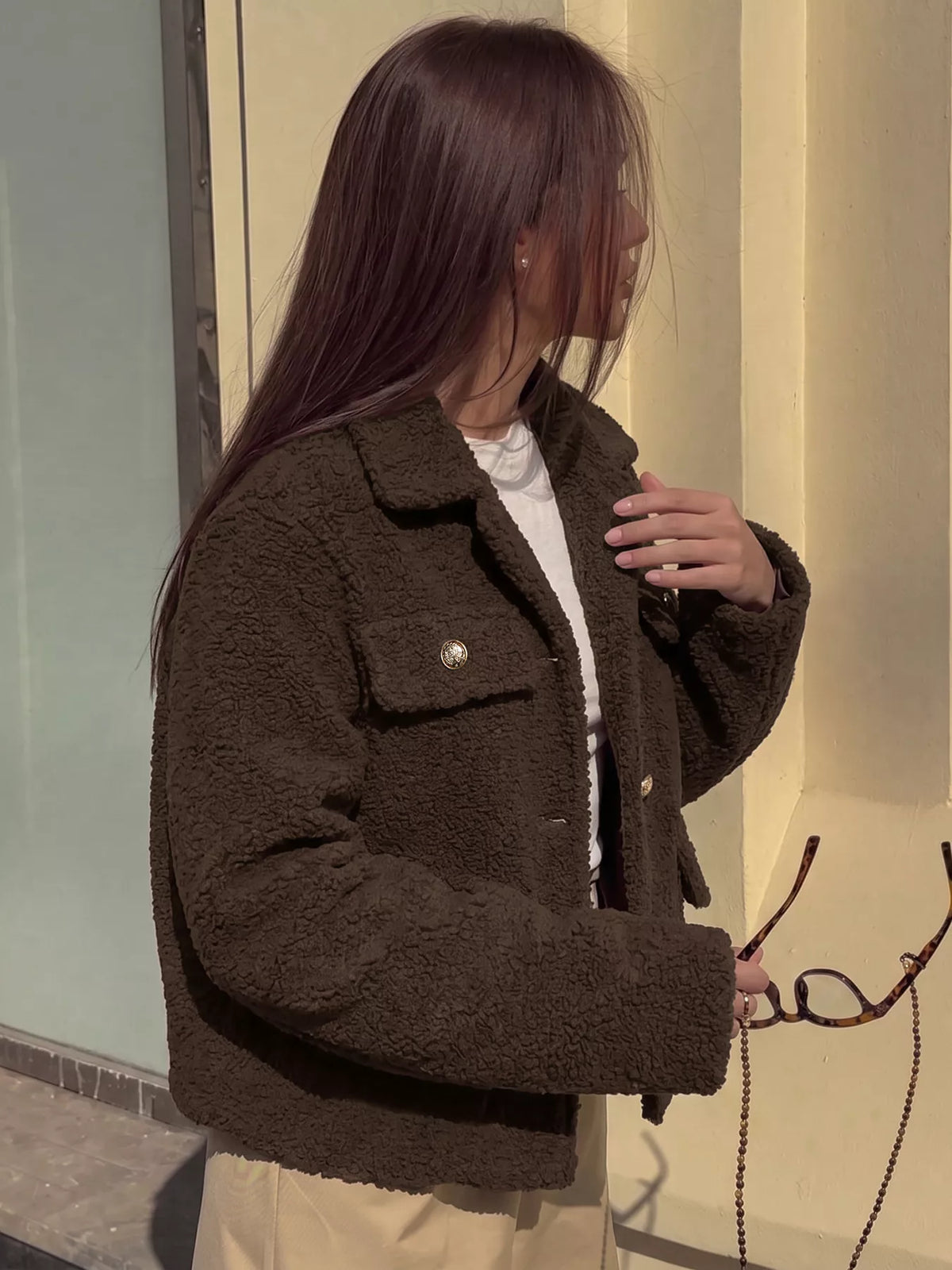 Sherpa Button-Up Jacket — side view