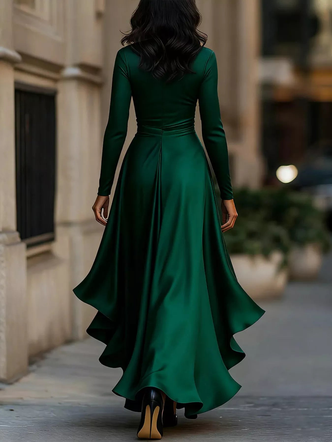 Trendsi Elegant Wrap Dress with Ruffled Hem -