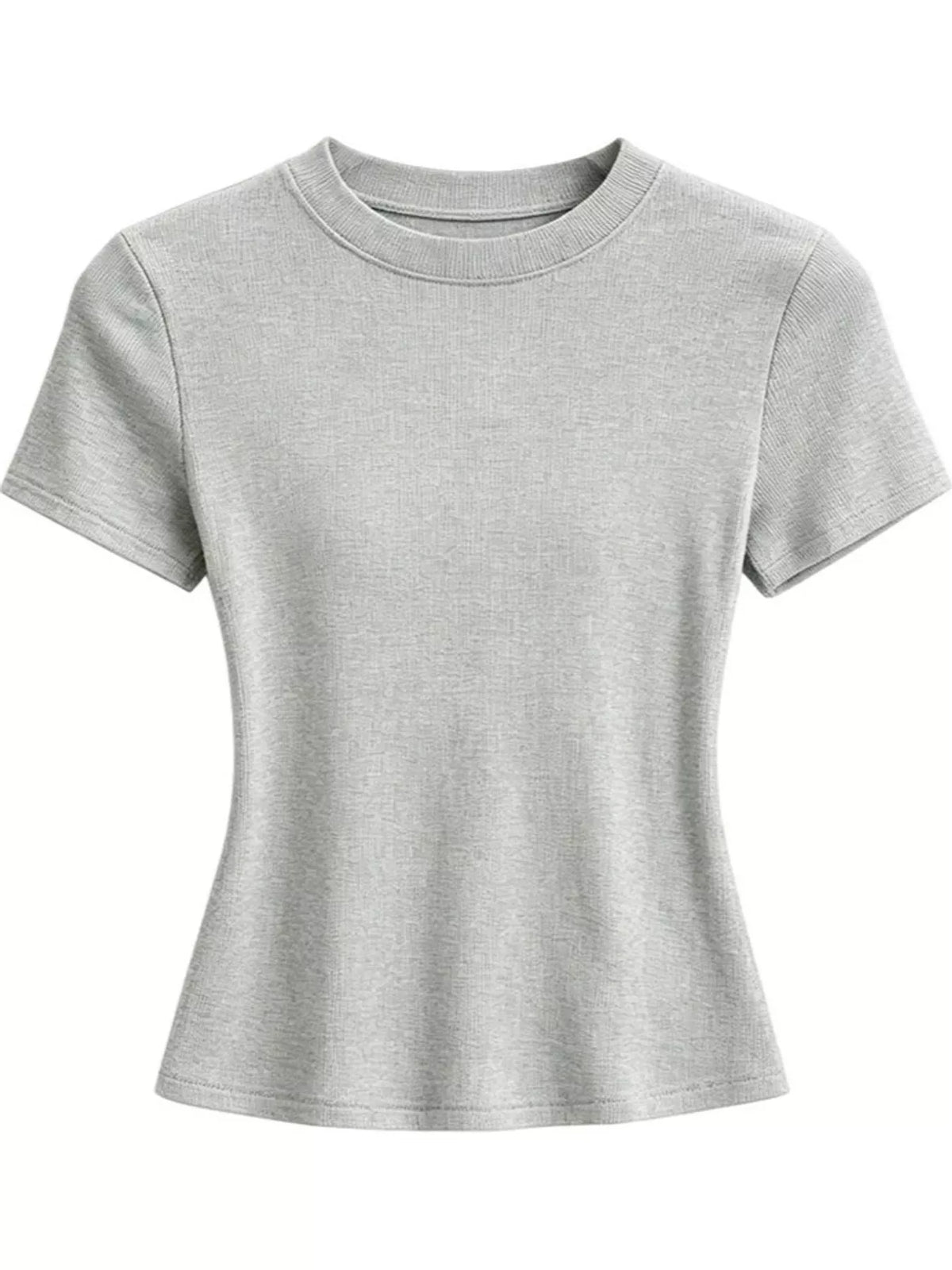 Light gray slim-fit crew neck T-shirt, front product view