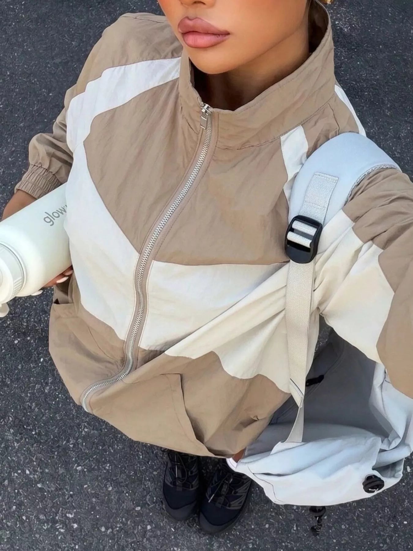 Trendsi Color Block Zip-Up Jacket -