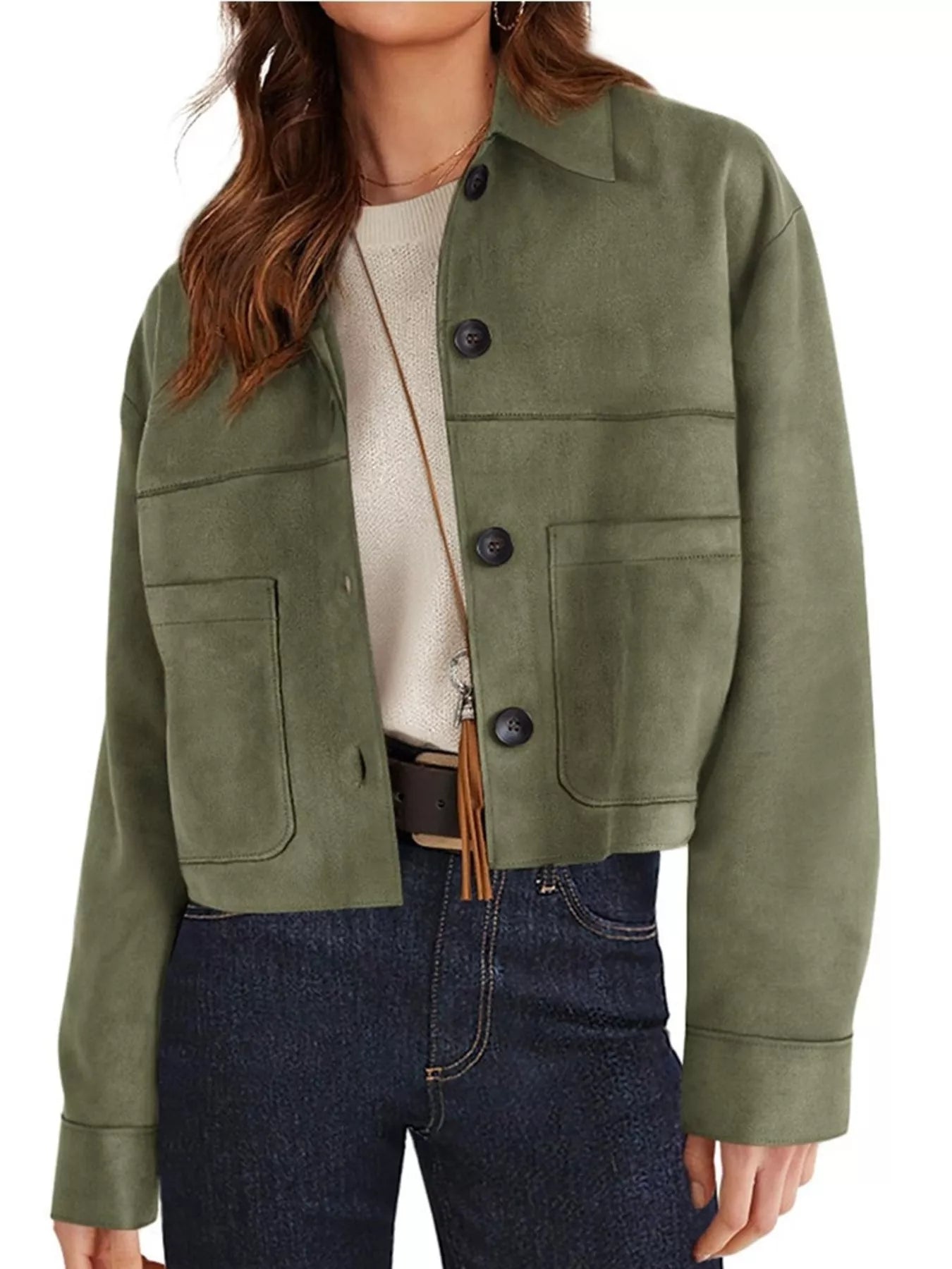 Trendsi Button-Down Cropped Jacket -