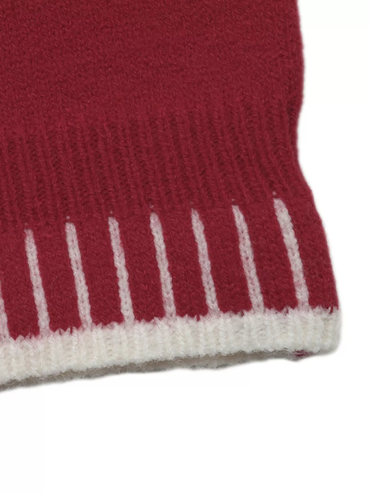 Red merry letter crew neck sweater, detail view