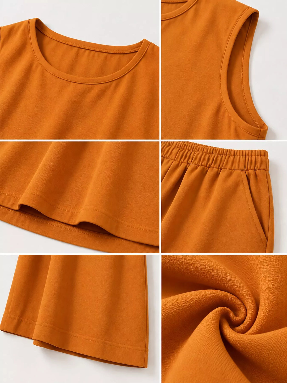 Sleeveless Tank Top and Wide-Leg Pants Set — construction details
