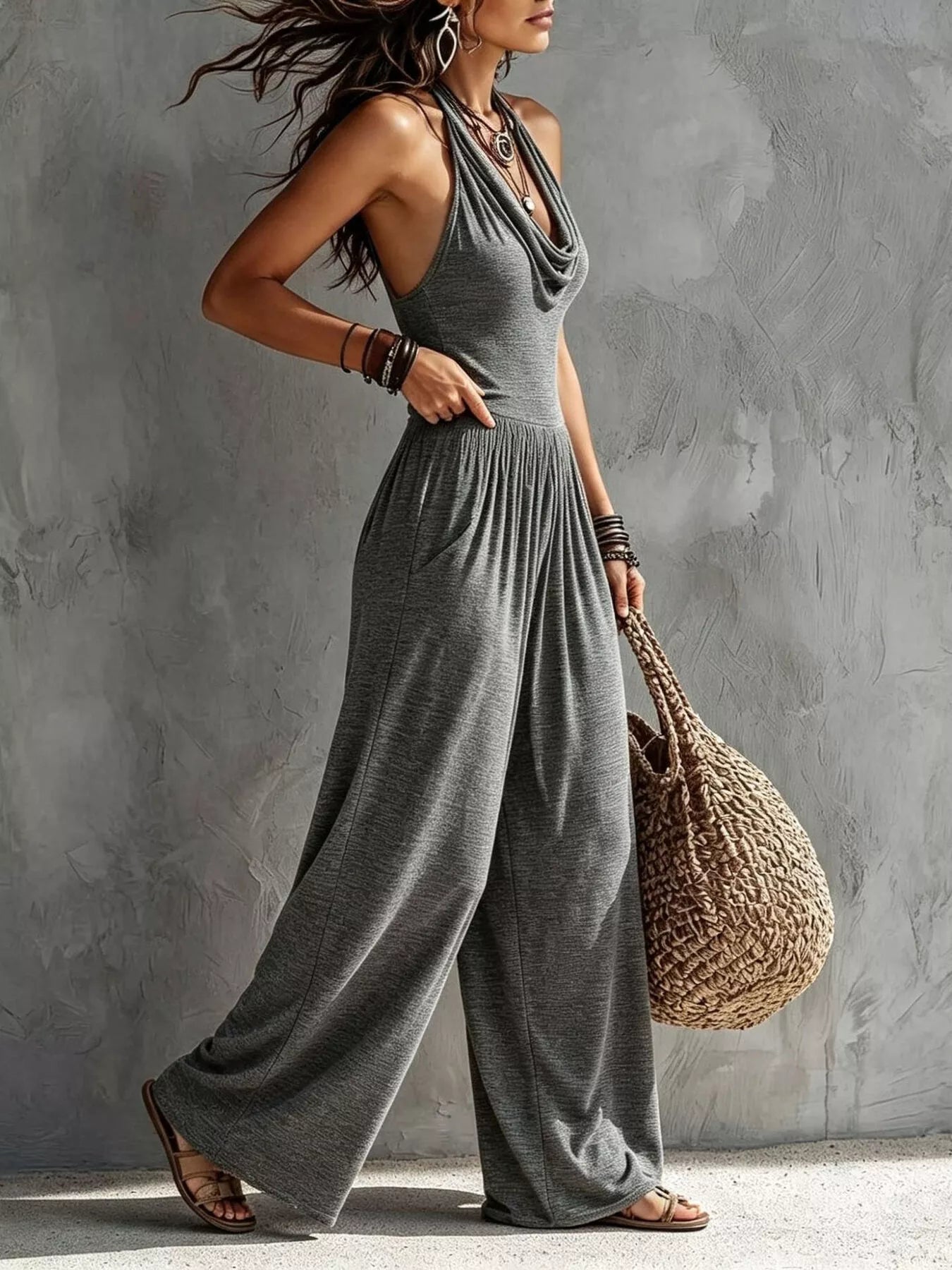 Trendsi Halter Neck Wide-Leg Jumpsuit -