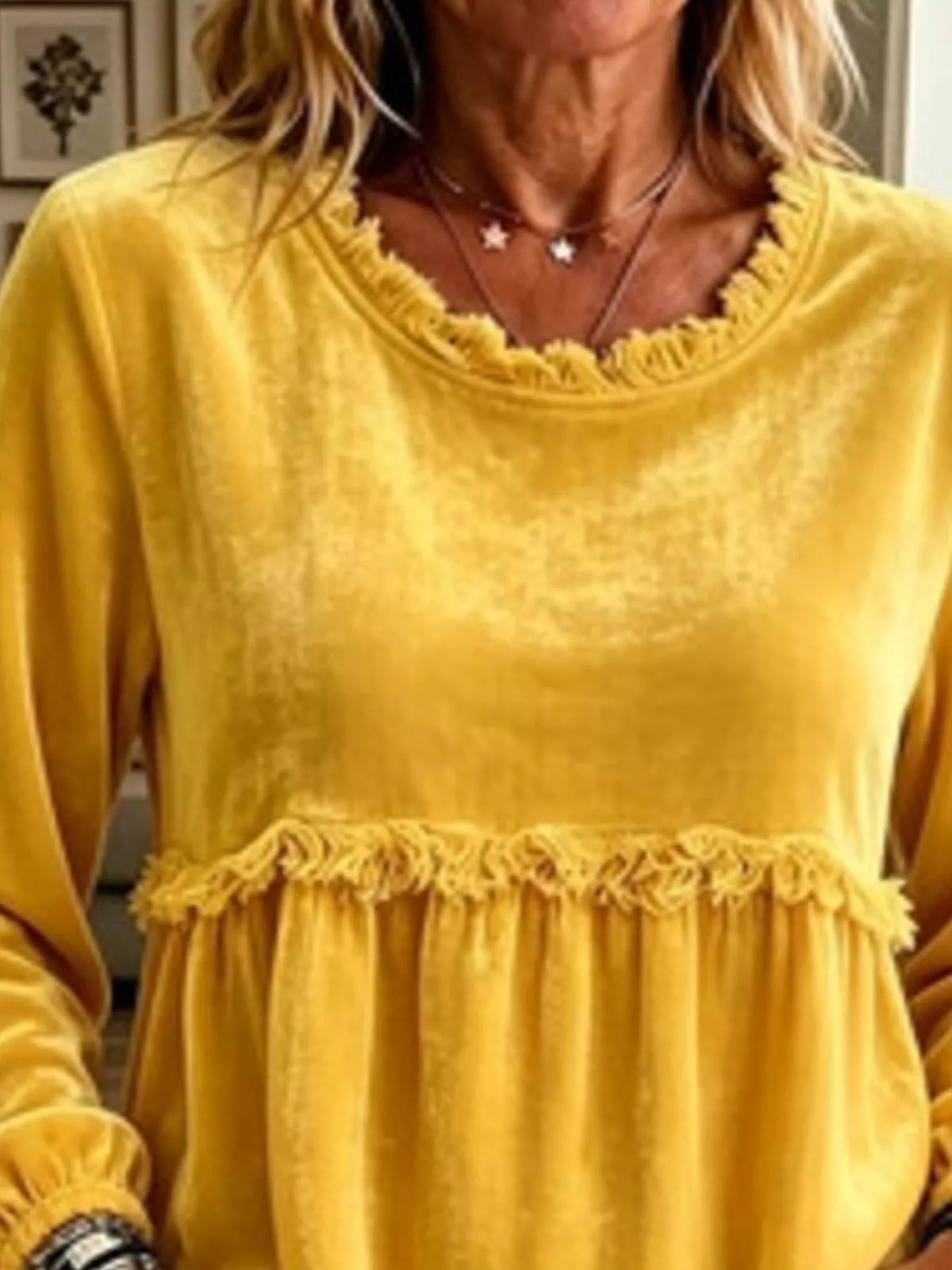 Trendsi Fringed Hem Long Sleeve T-Shirt -