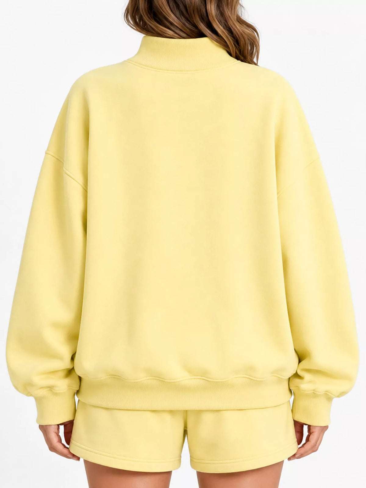 Yellow oversized dropped shoulder sweatshirt, back view