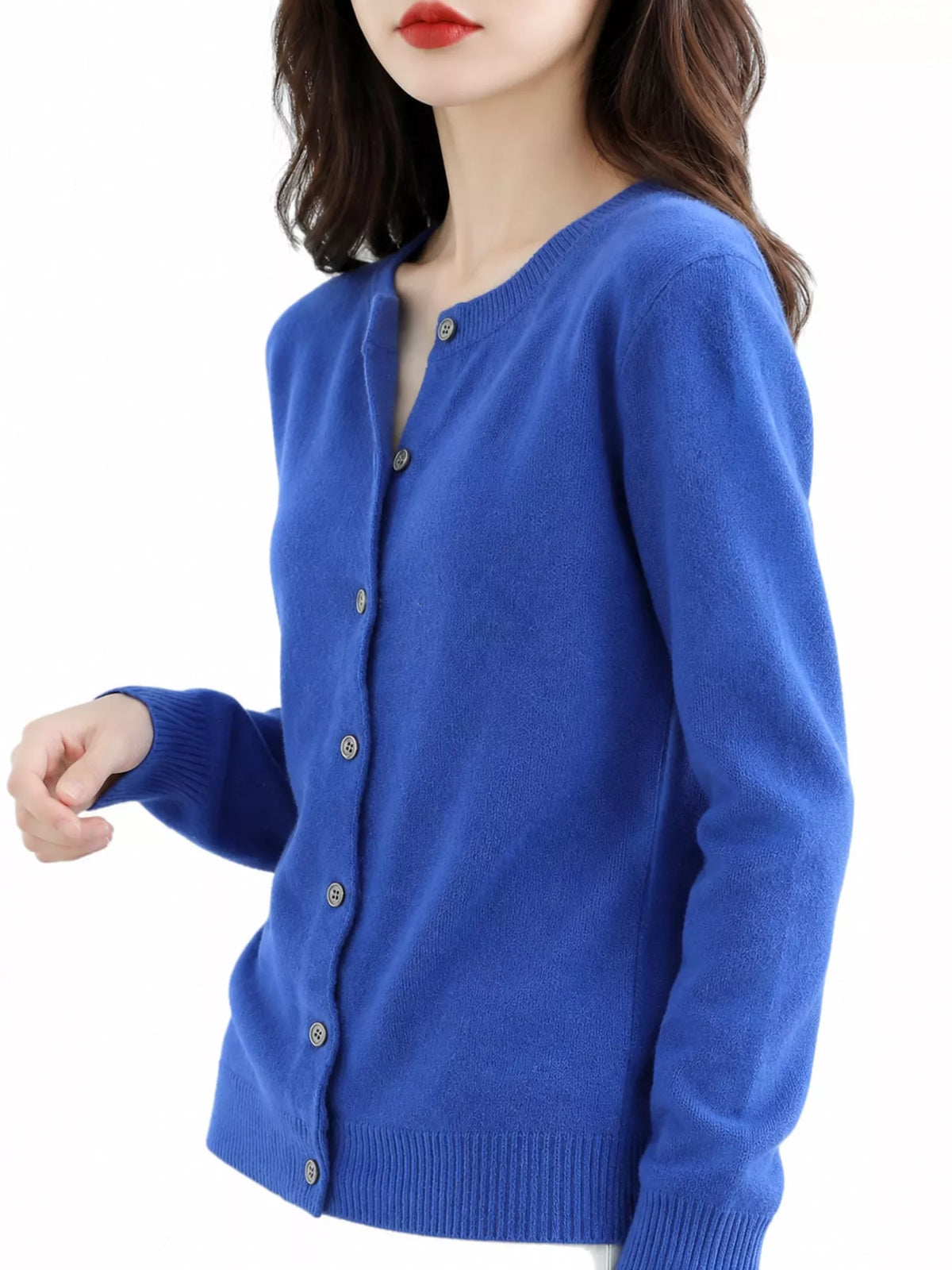 Button-down cardigan, royal blue side