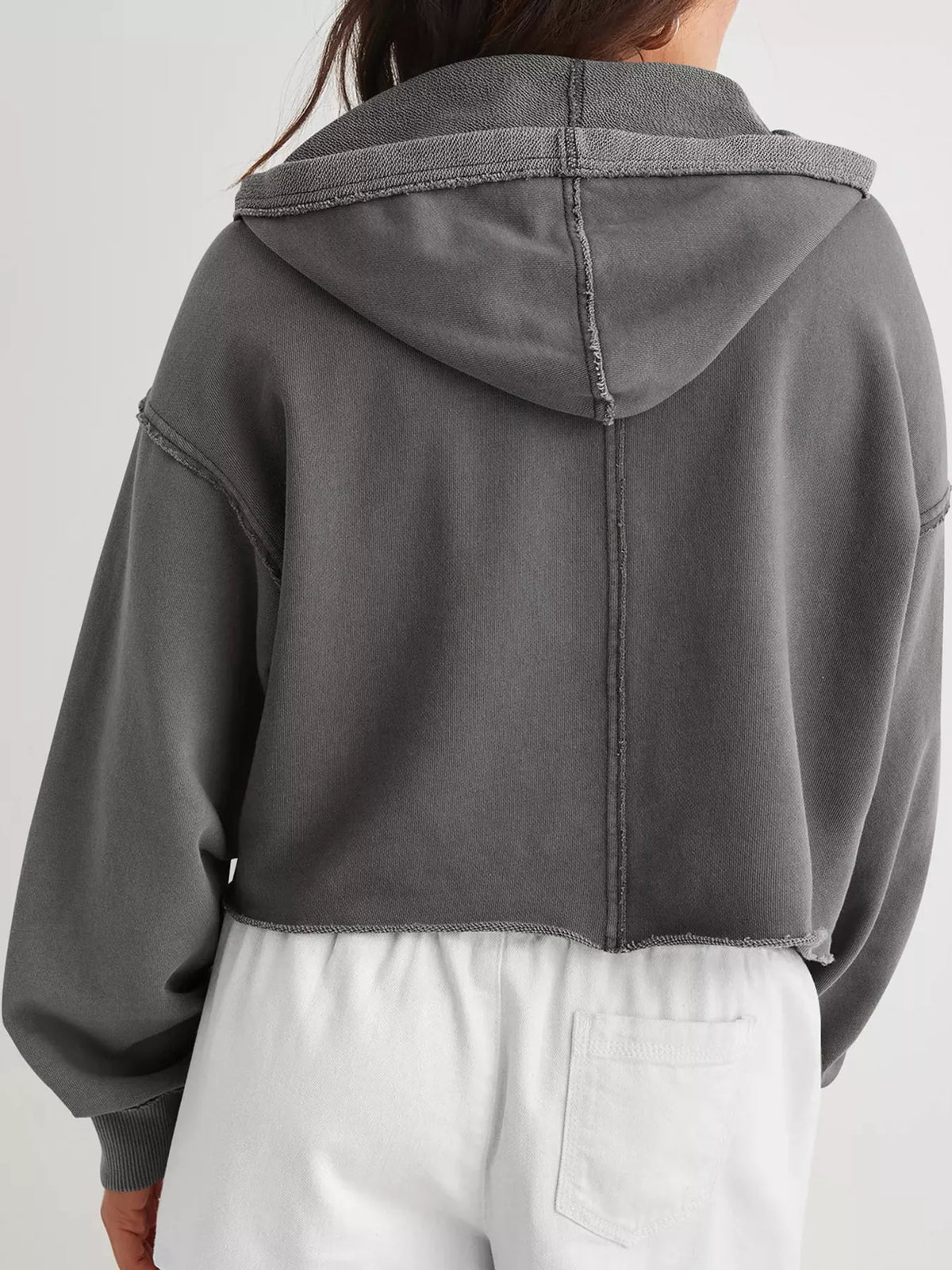 Cropped hoodie, dark gray back