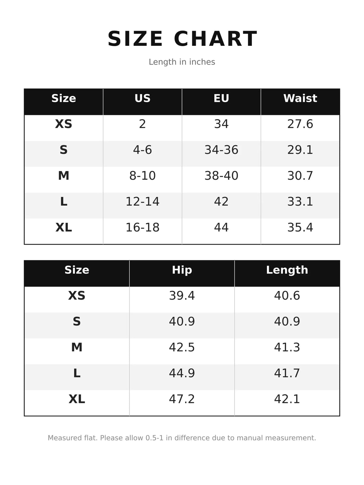 Vintage Wash Low-Rise Wide-Leg Jeans — size and measurement chart