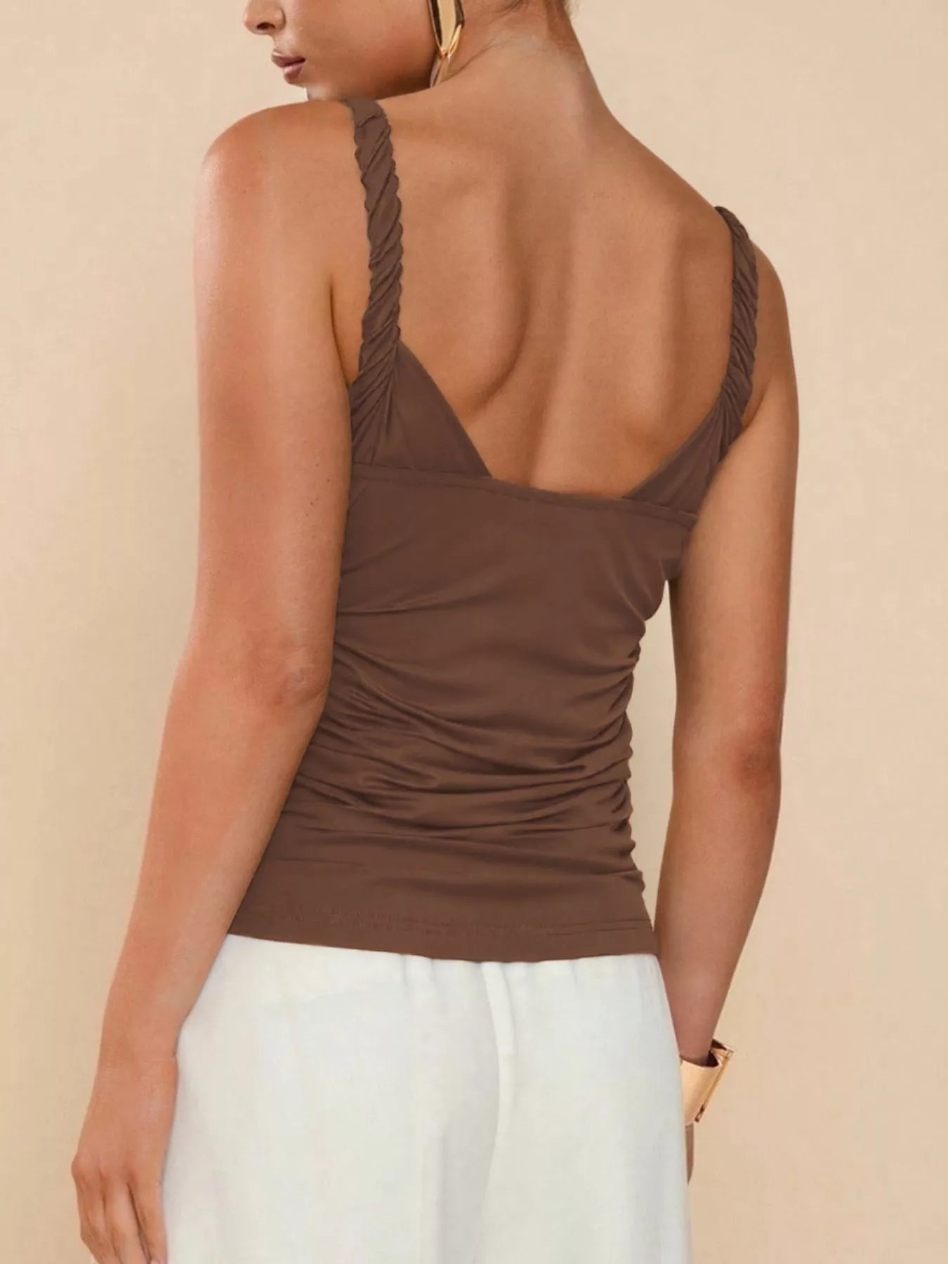 Trendsi Gold-Tone Ring Twisted Strap Cami -