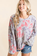Trendsi BiBi Tie Dye Print Terry Pull Over -