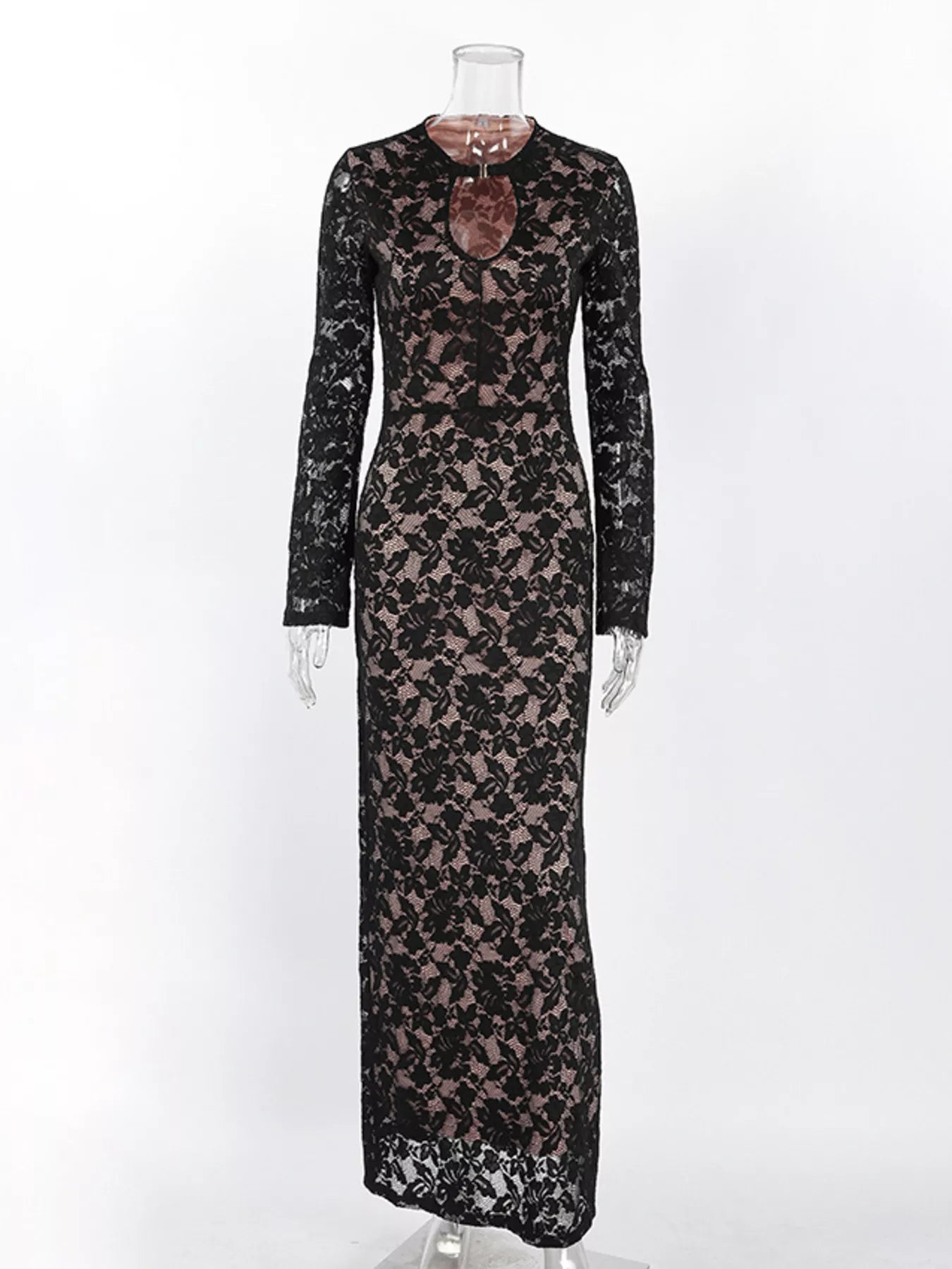 Trendsi Lace Long-Sleeve Bodycon Maxi Dress -