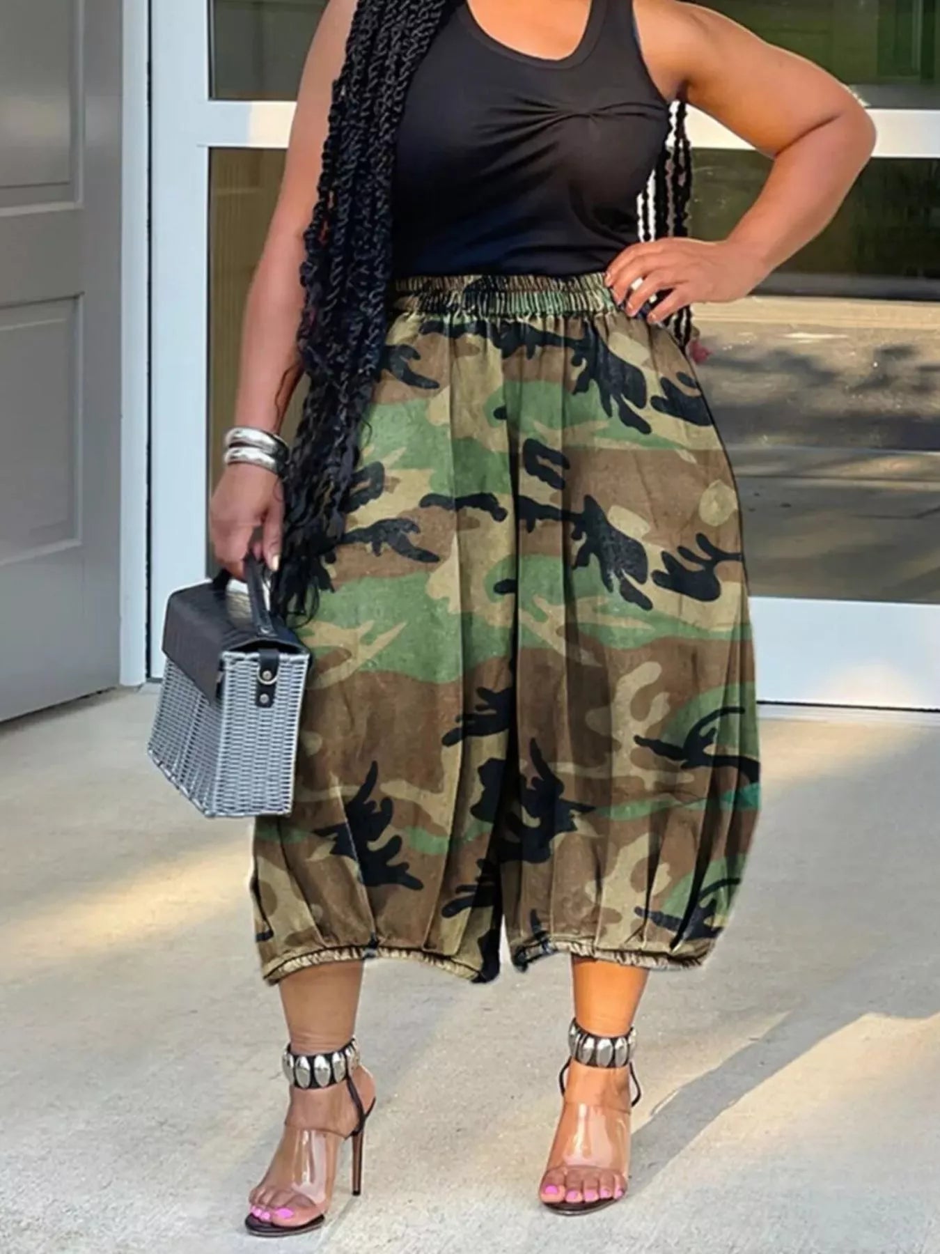 Trendsi Elastic Waist Wide Leg Pants -