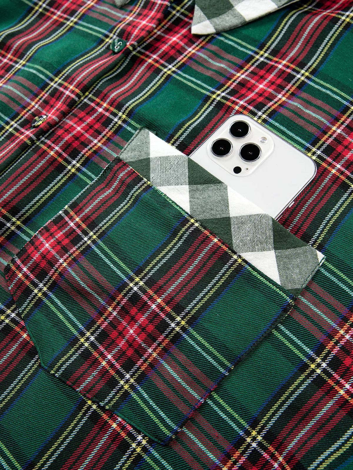 Plaid button-front shirt, chest pocket detail