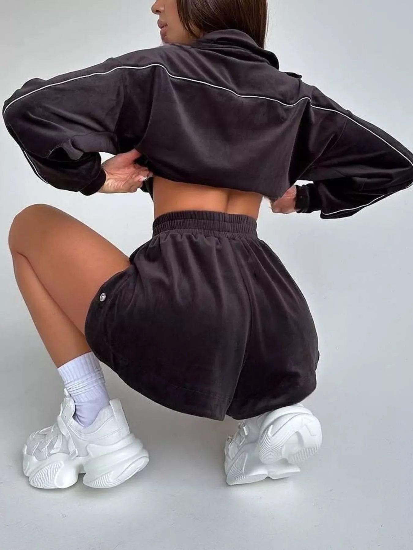 Trendsi Zip-Up Outerwear and Shorts Set -