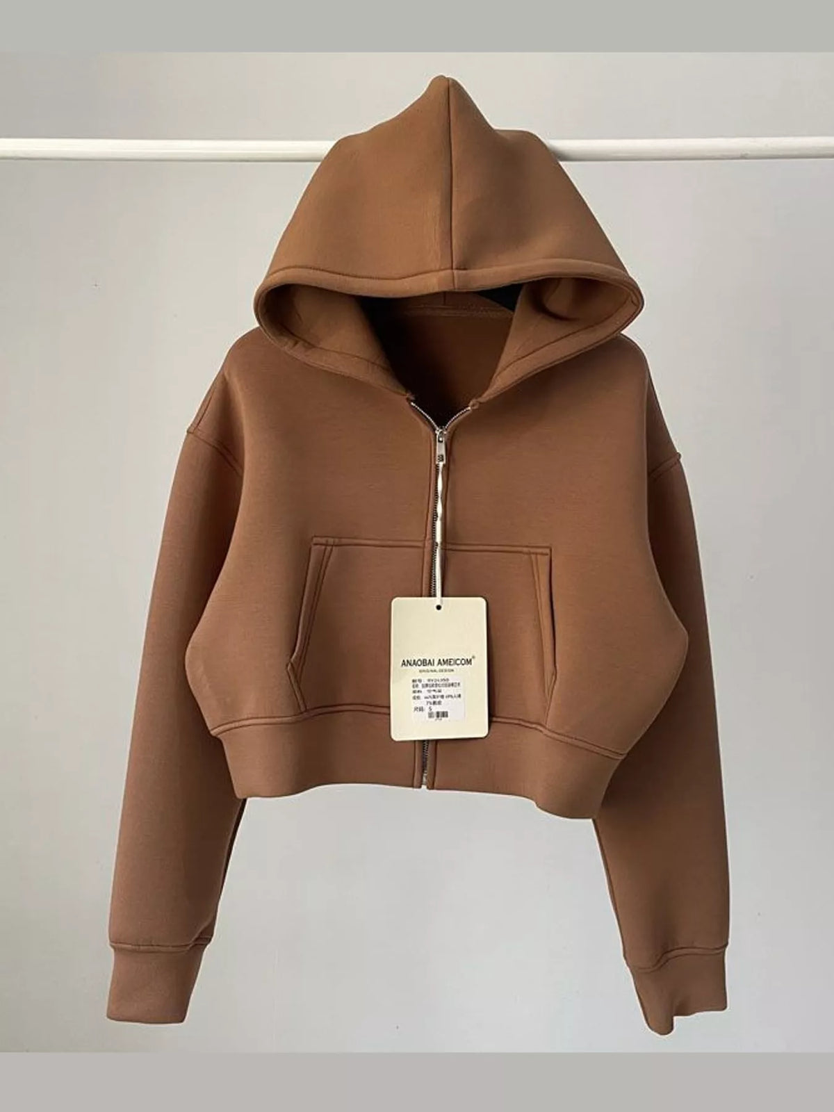 Cropped Zip-Up Hoodie — garment front