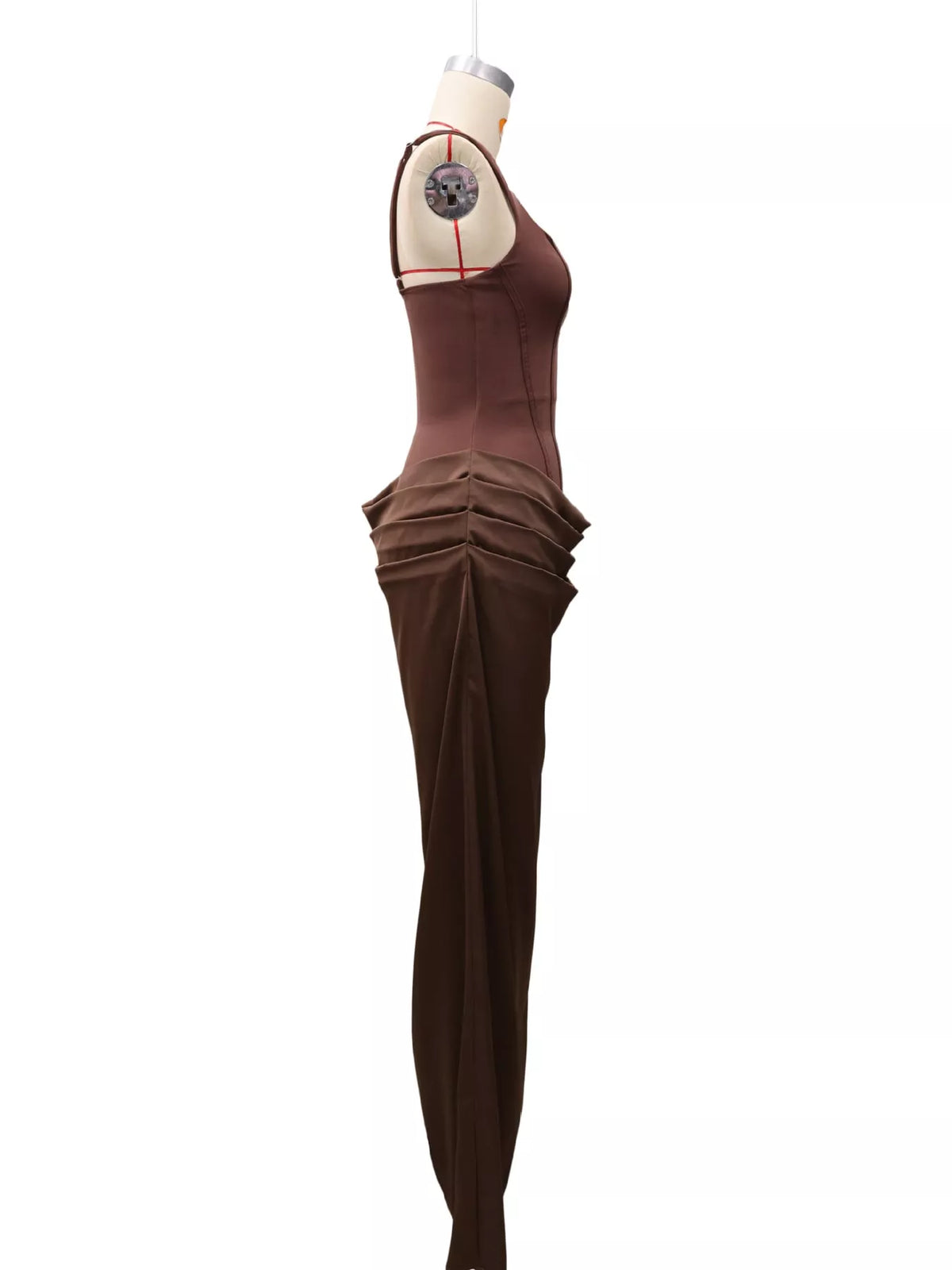 Square neck sleeveless maxi dress, side view
