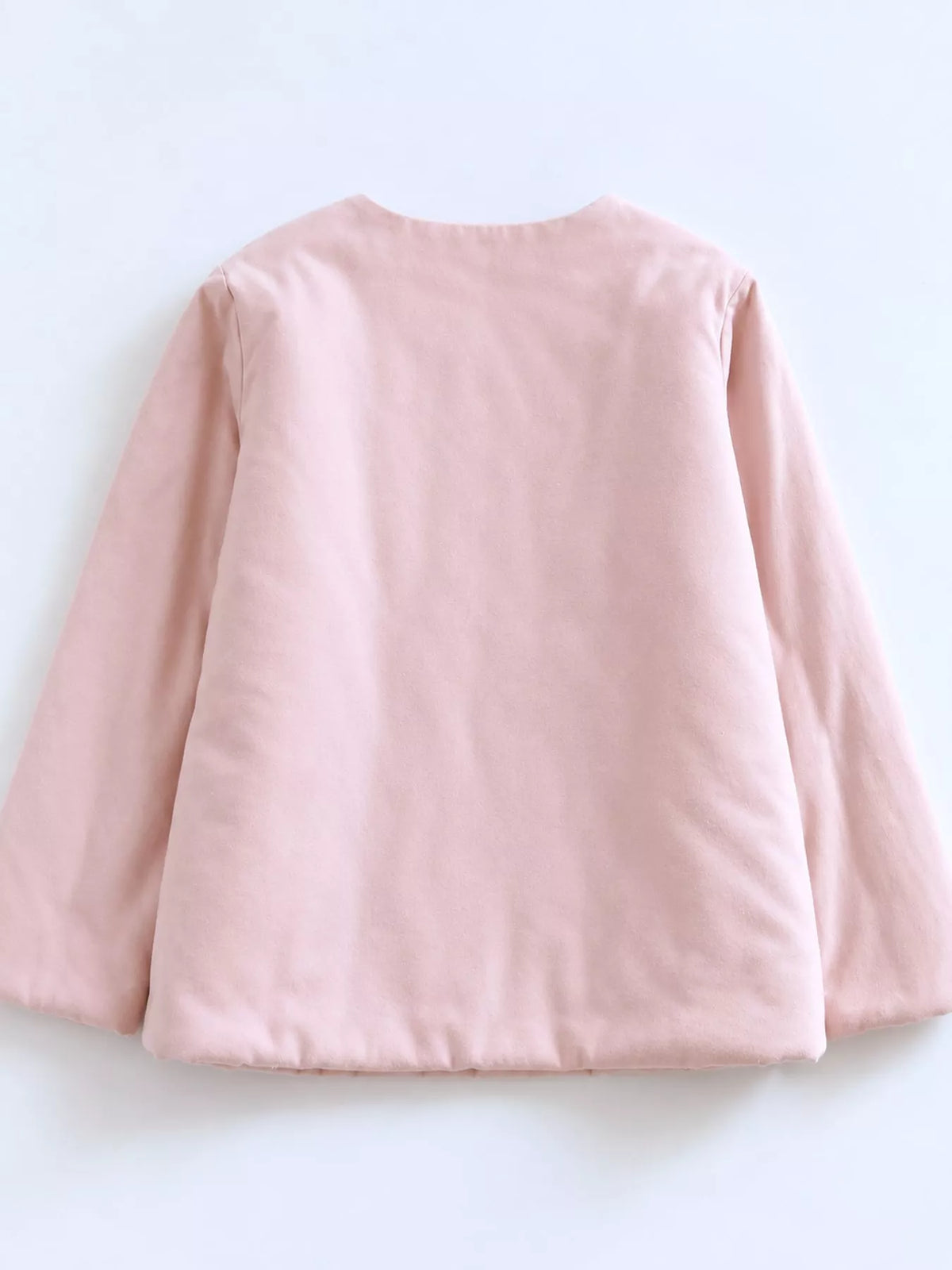 Quilted Crewneck Button-Down Jacket — garment back