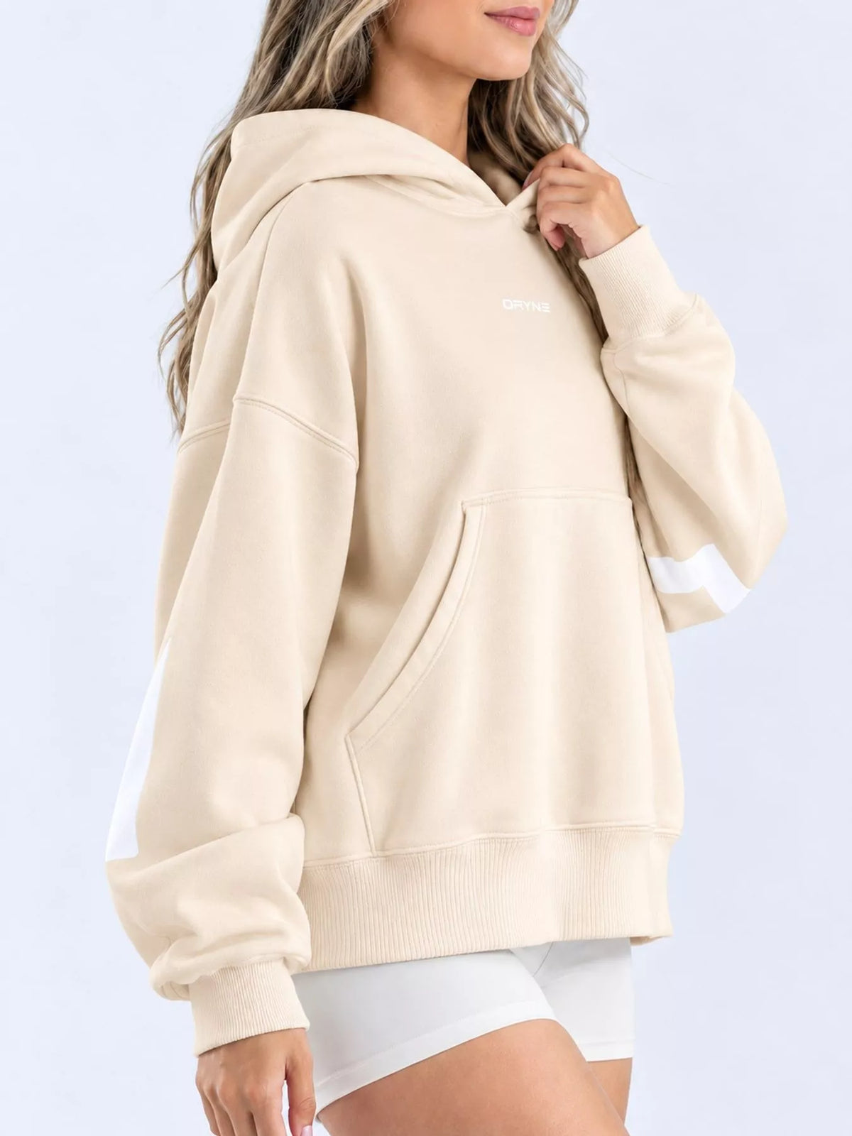 Letter-Back Kangaroo Pocket Hoodie — side view