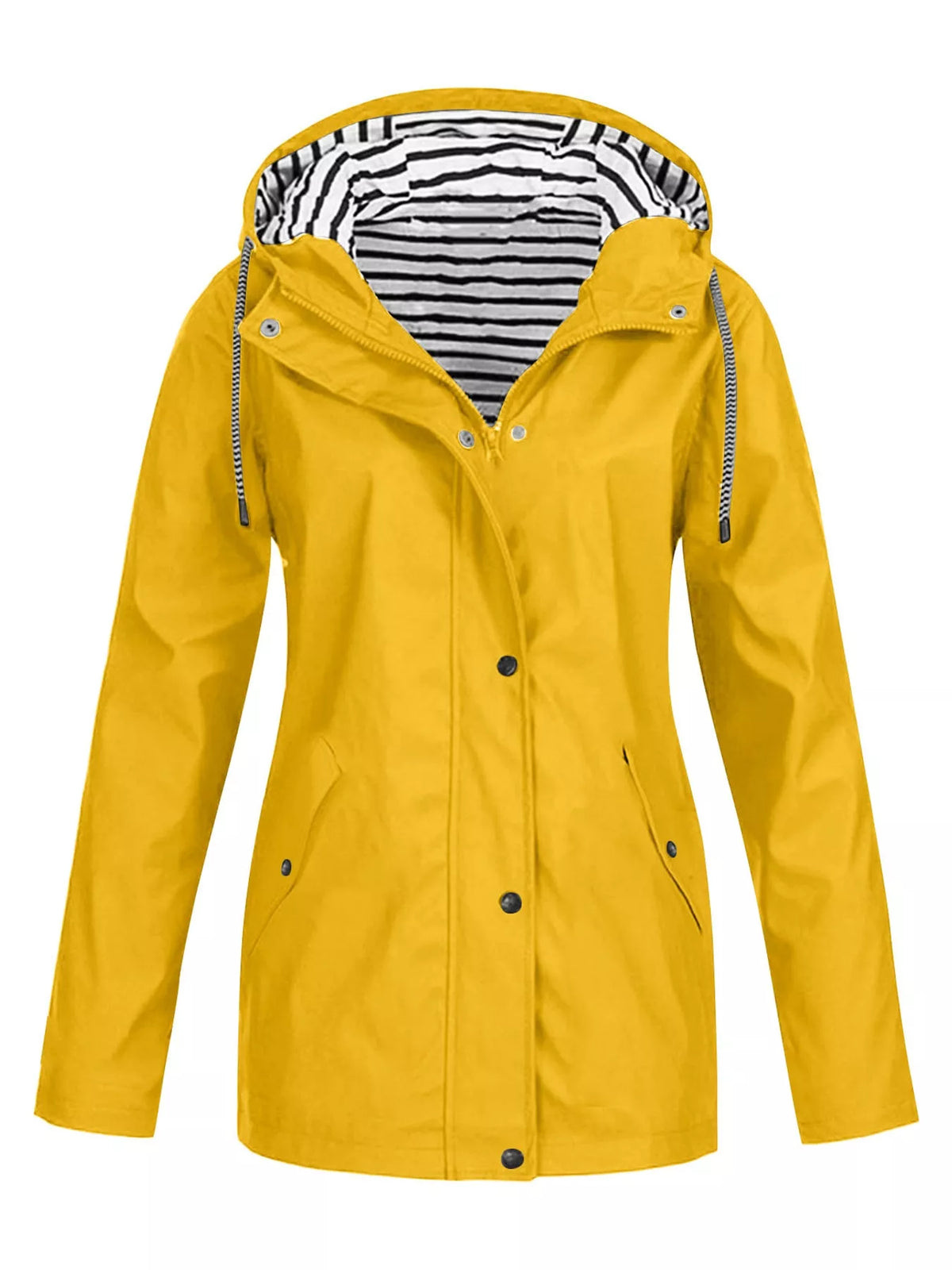 Yellow drawstring hooded jacket