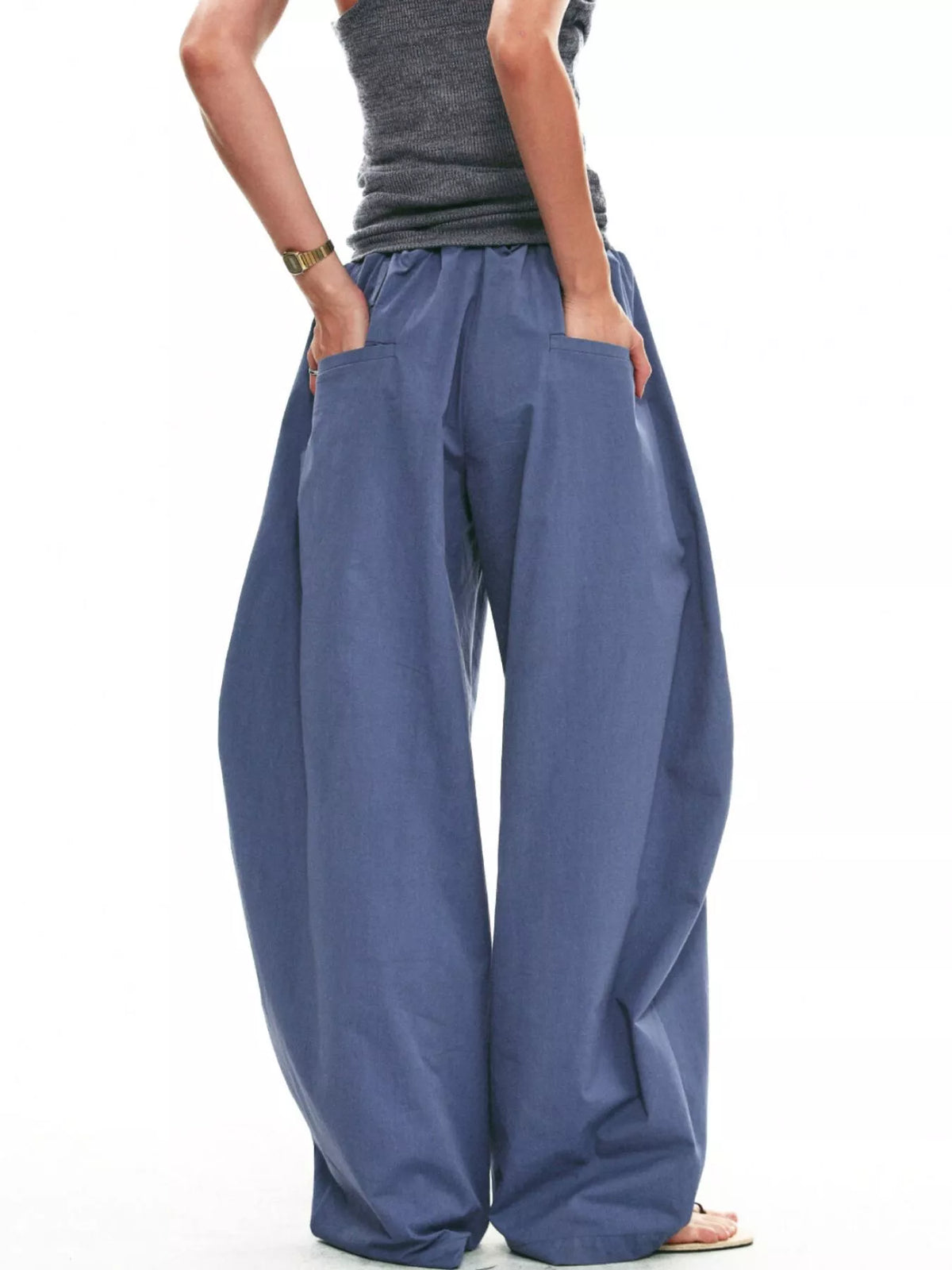 Drawstring wide-leg pants