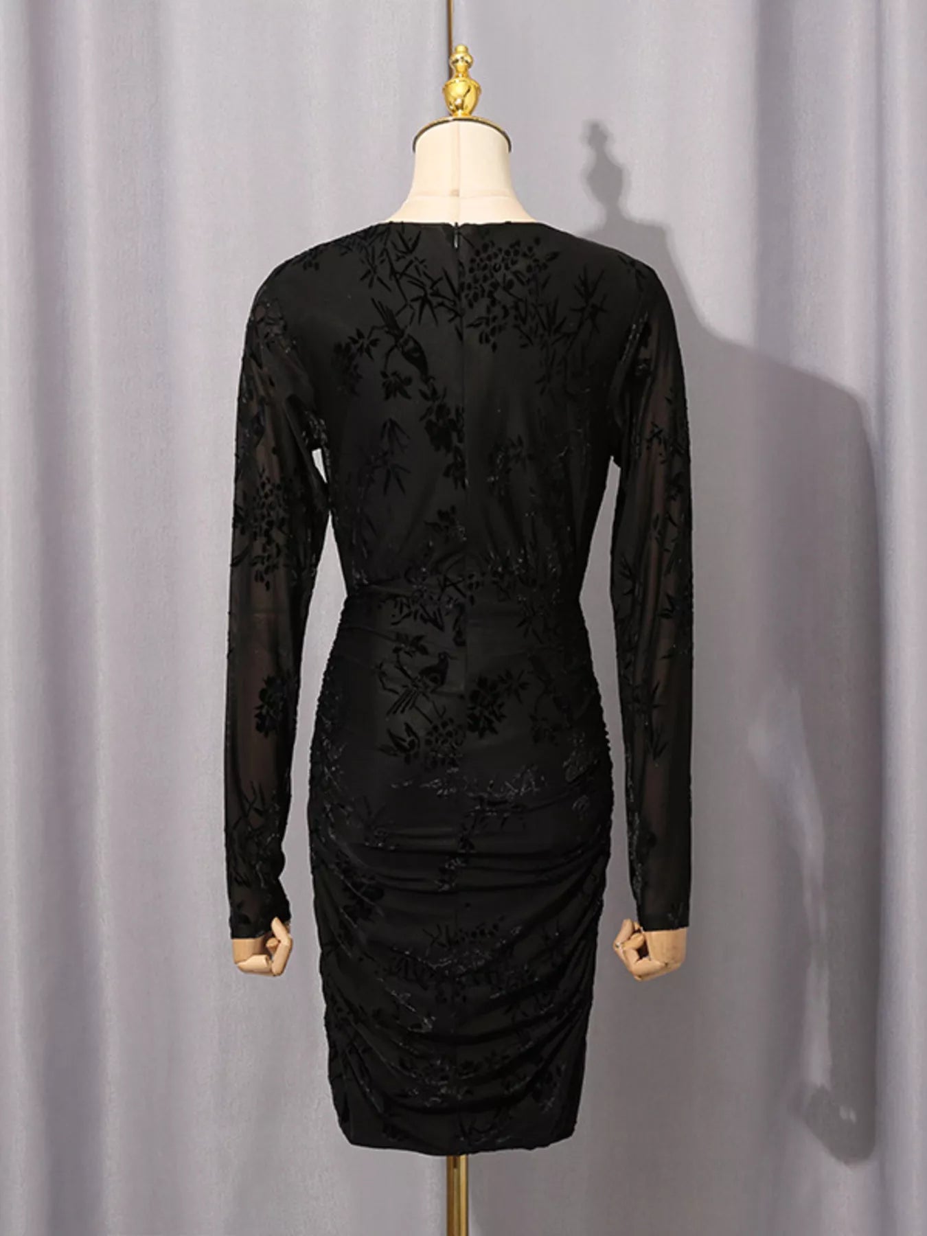 Trendsi Ruched Long Sleeve Mini Dress -