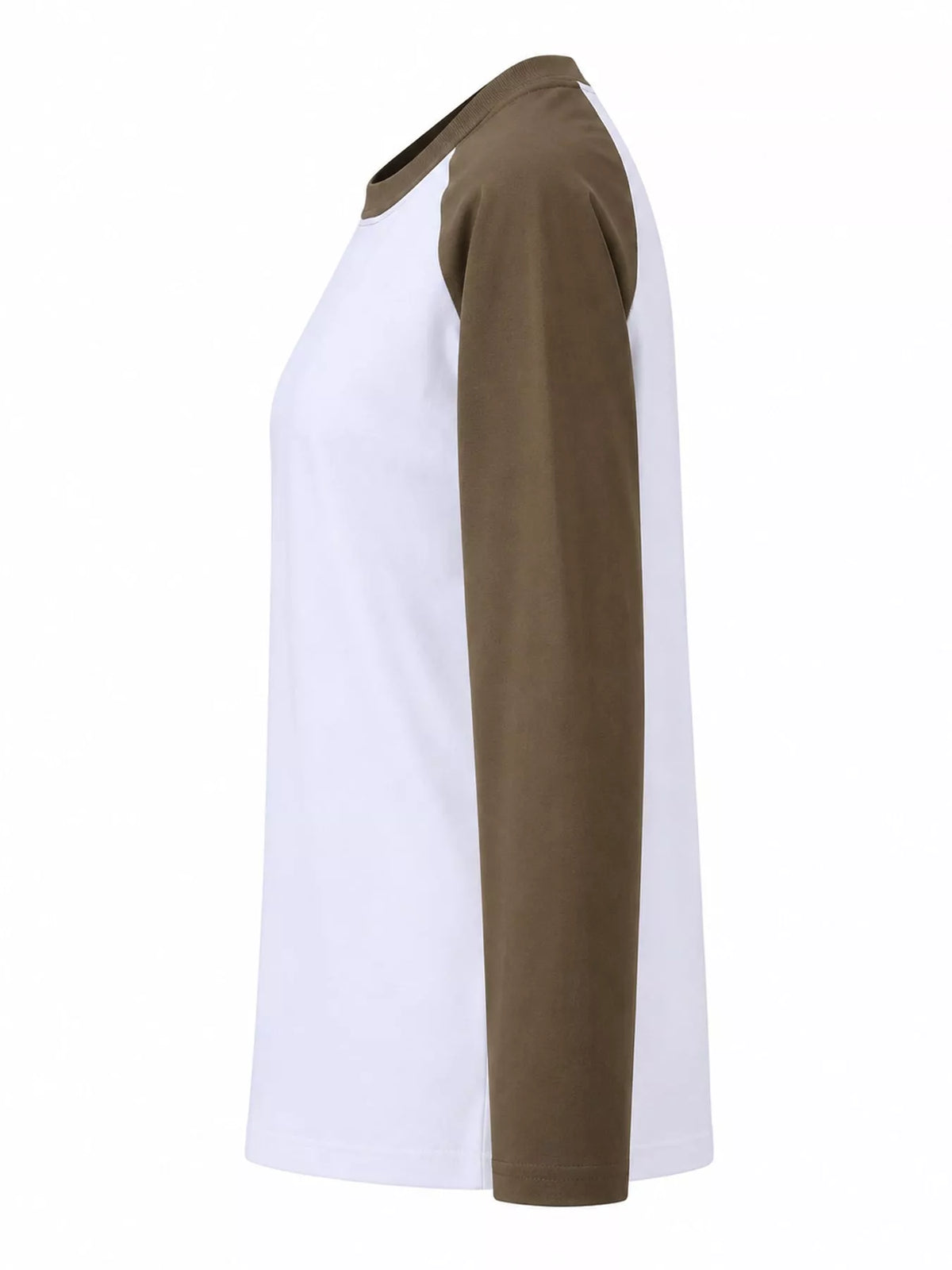White And Coffee contrast raglan long sleeve t-shirt