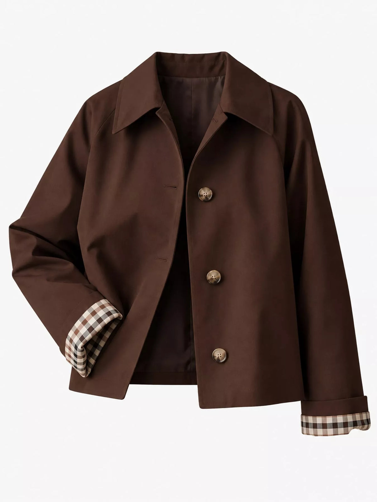 Cropped trench jacket, brown hanging front