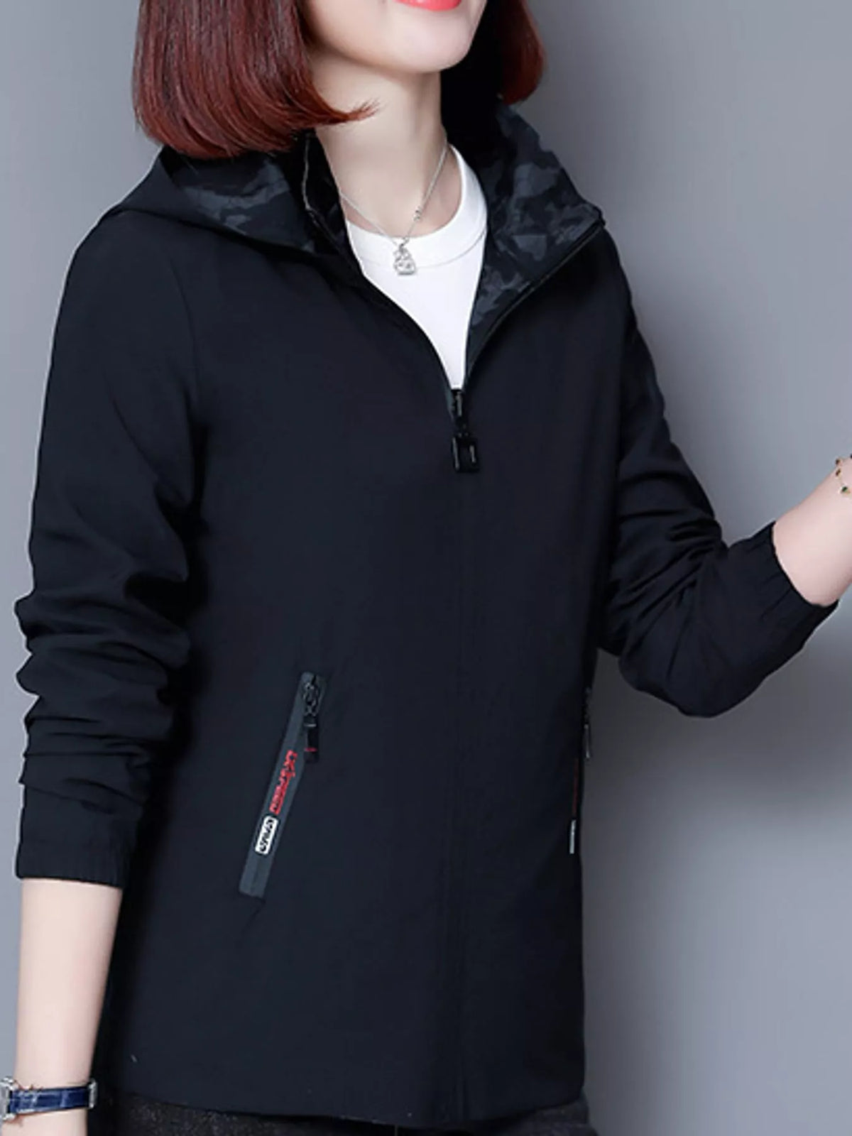 Zip-Up Hooded Jacket — front view