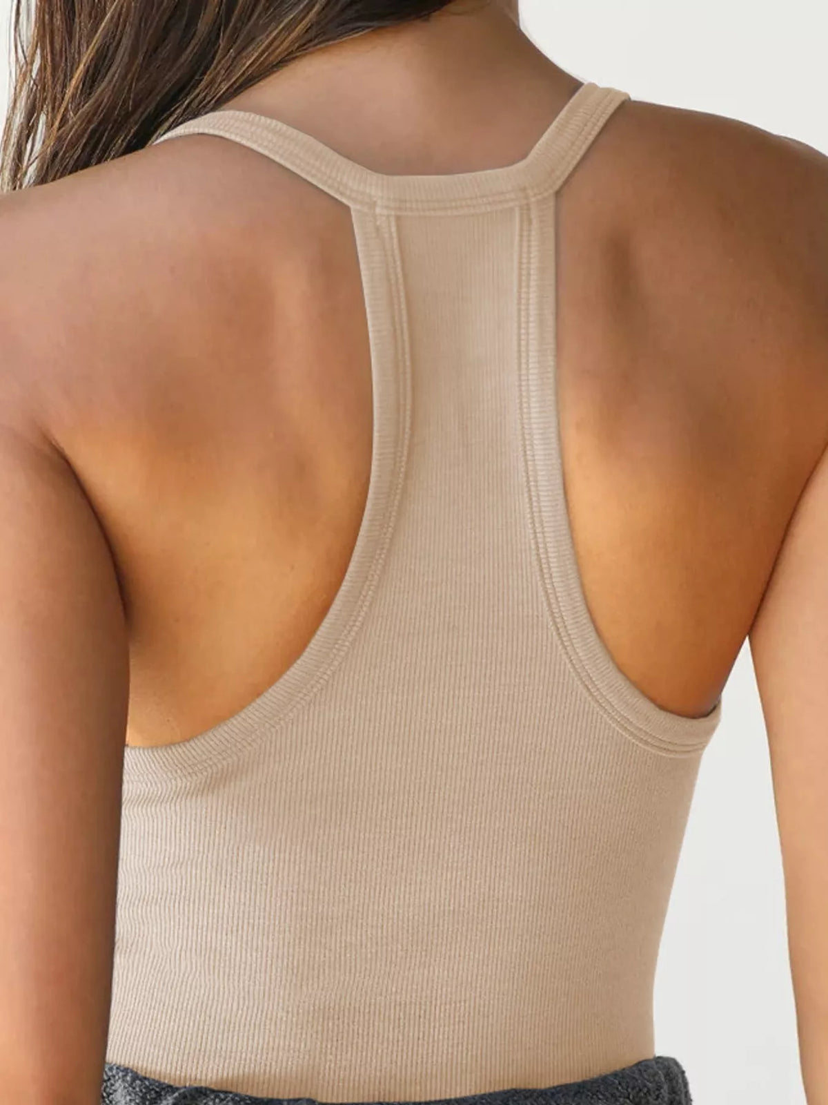 Apricot ribbed scoop neck tank