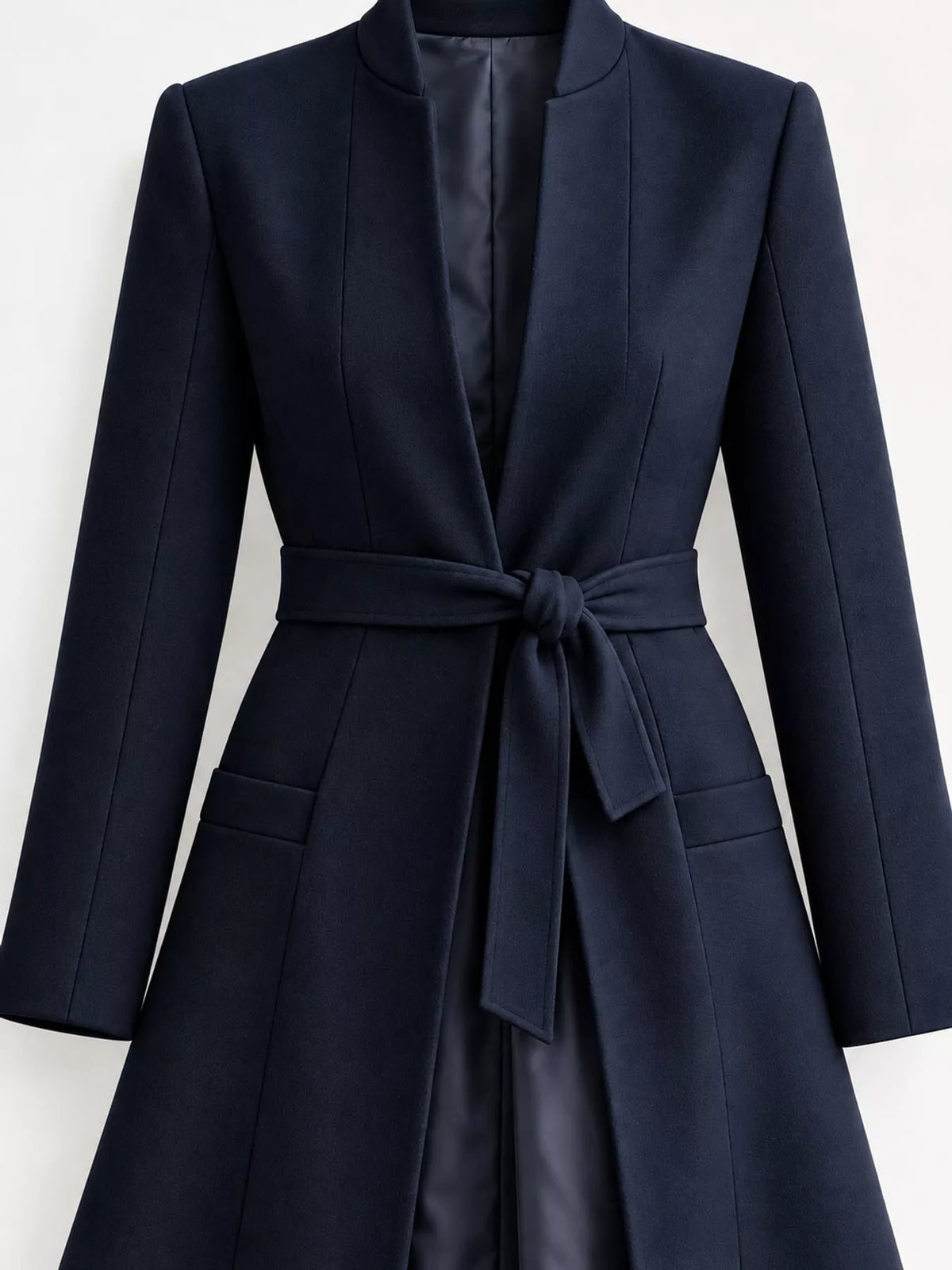 Longline Belted Trench Coat — construction details