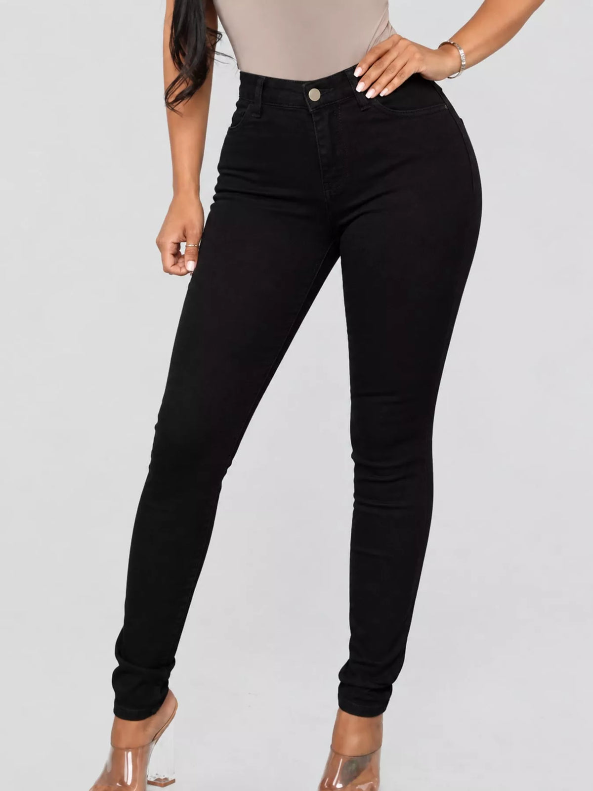 Black high-waisted skinny jeans