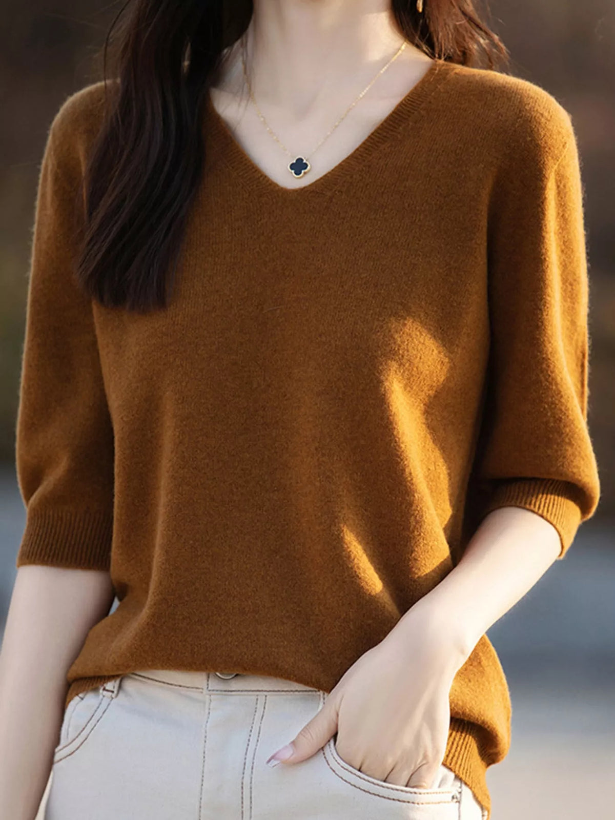 Coffee short-sleeve sweater