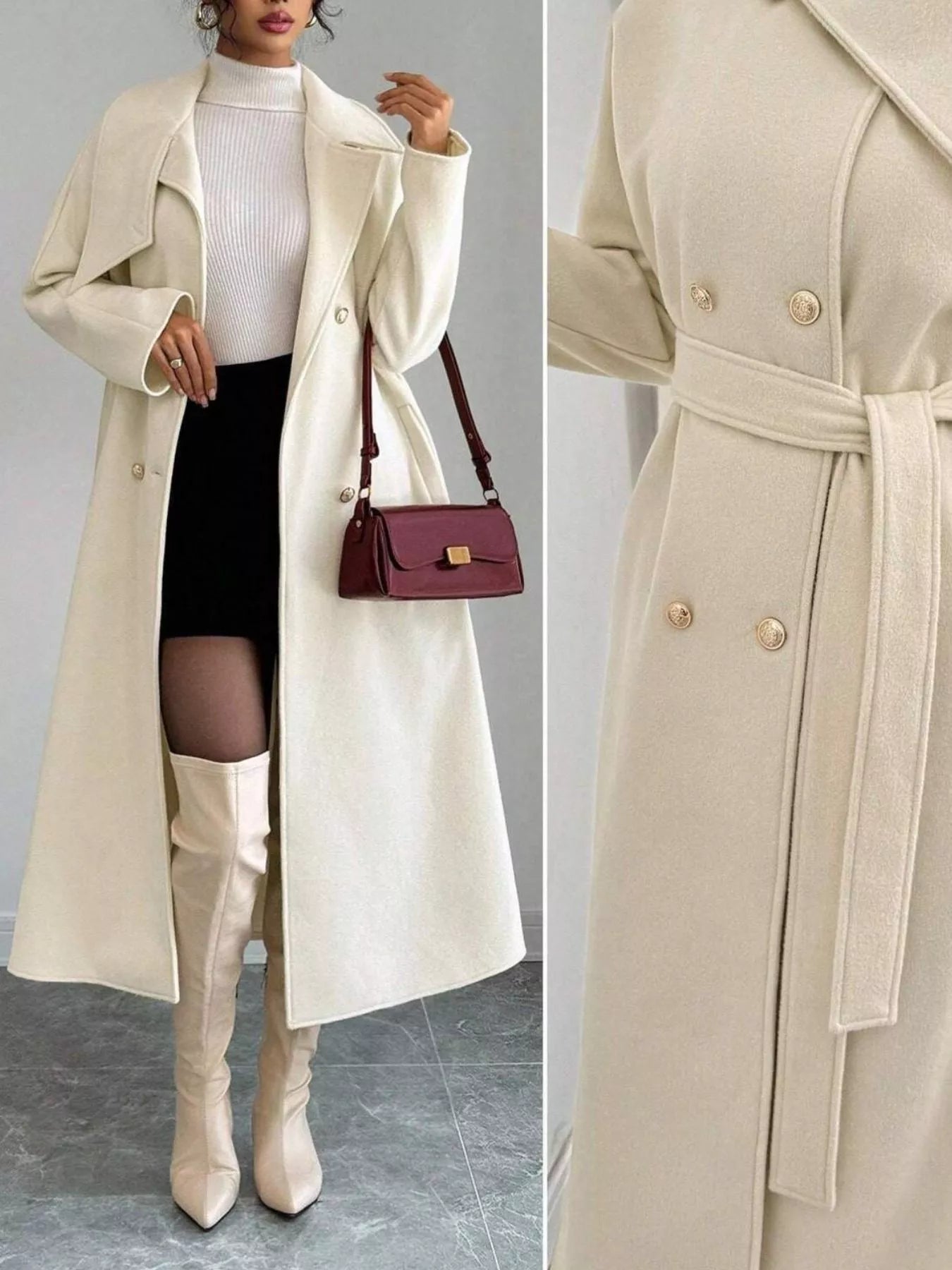 Trendsi Double-Breasted Longline Coat -