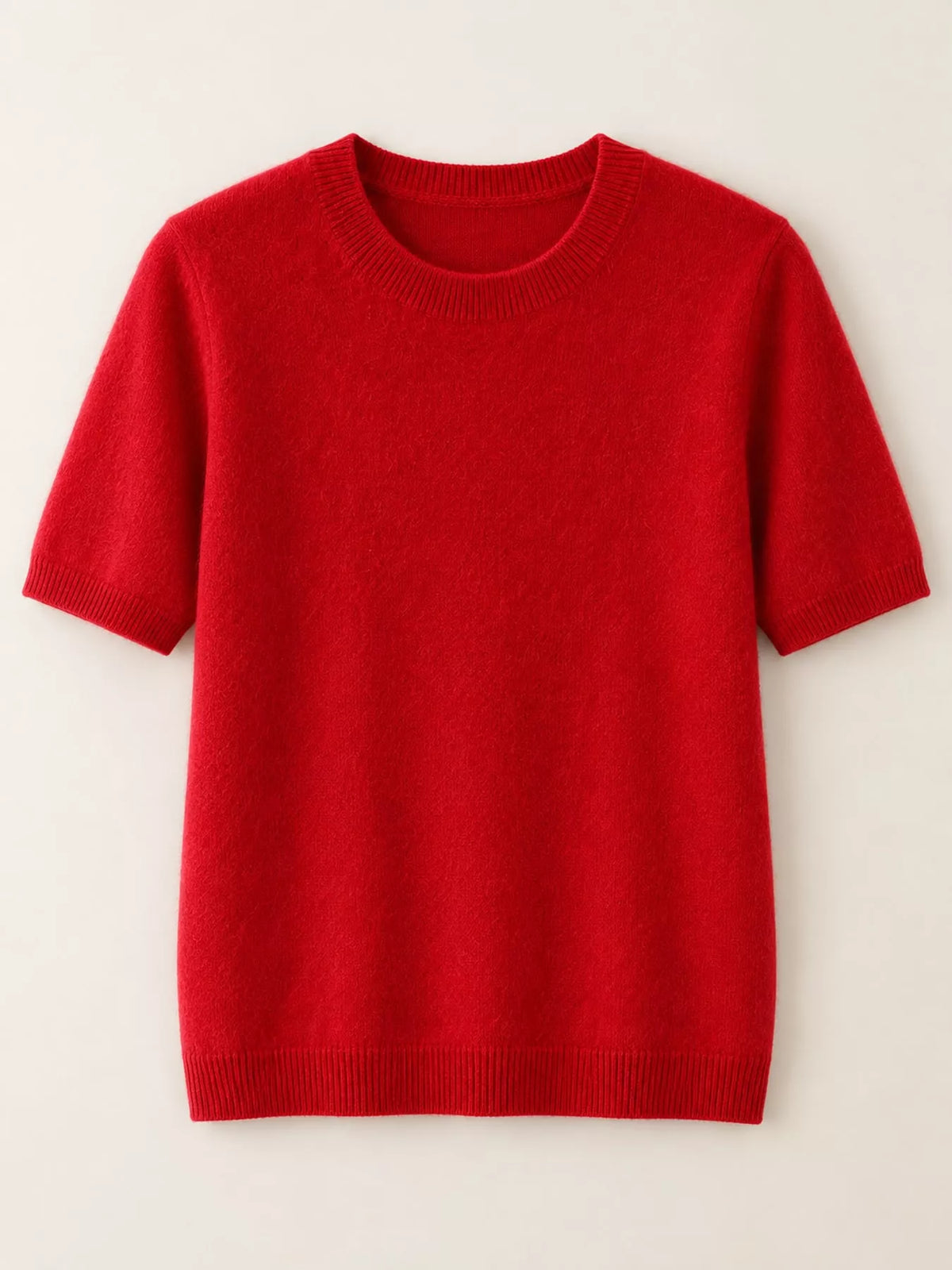 Burgundy round neck short-sleeve sweater