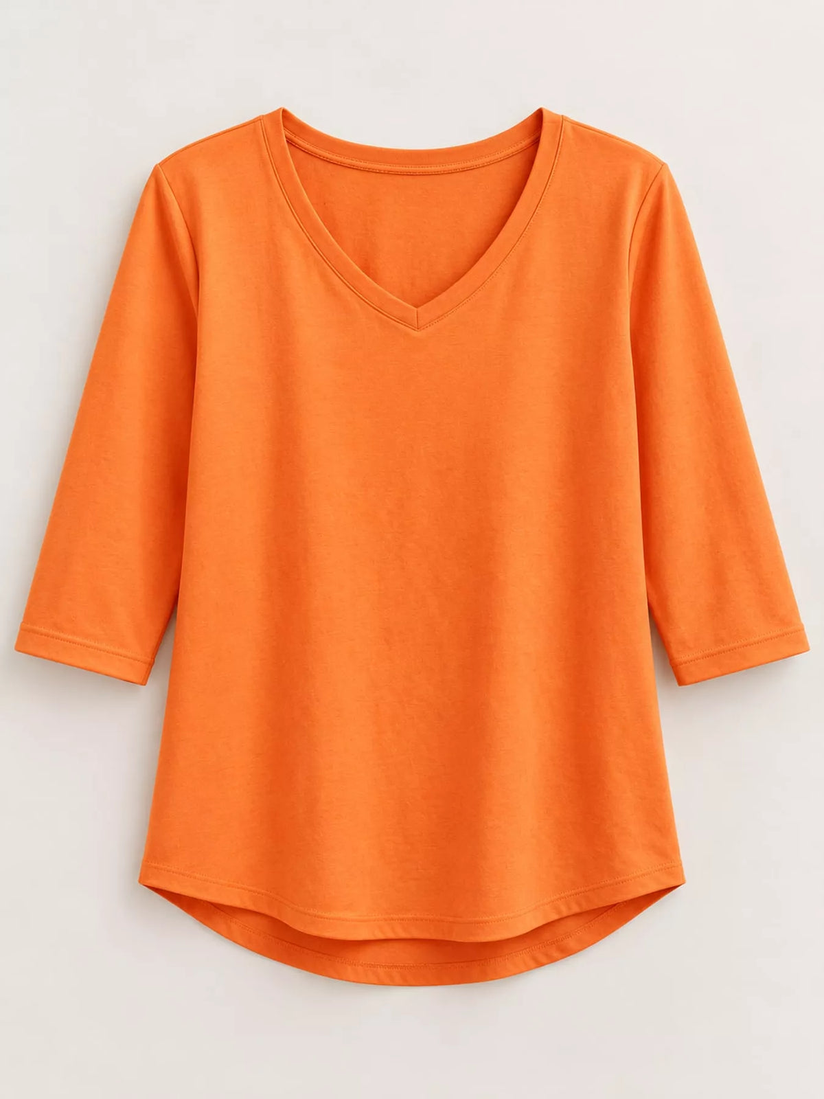 Orange v-neck half sleeve t-shirt