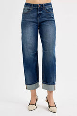 Trendsi RISEN Slouchy Crop Barrel Cuffed Jeans -