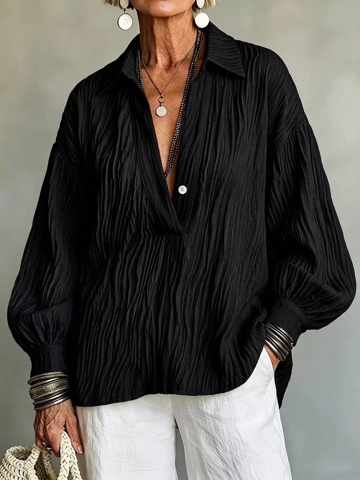 Black textured blouse