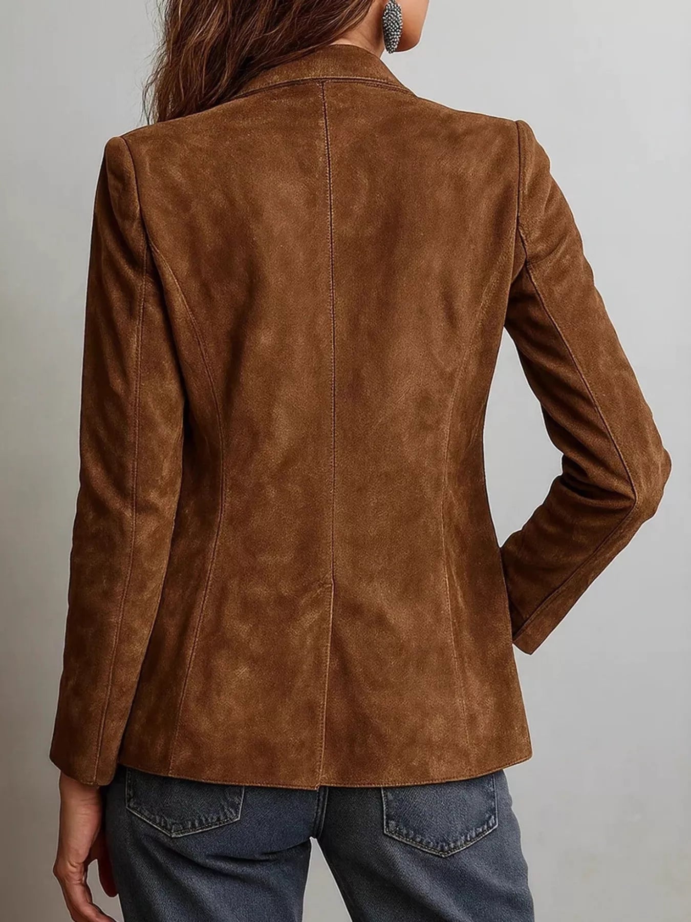 Trendsi Full Size Slim Fit Suede Long Sleeve Blazer Plus Size -