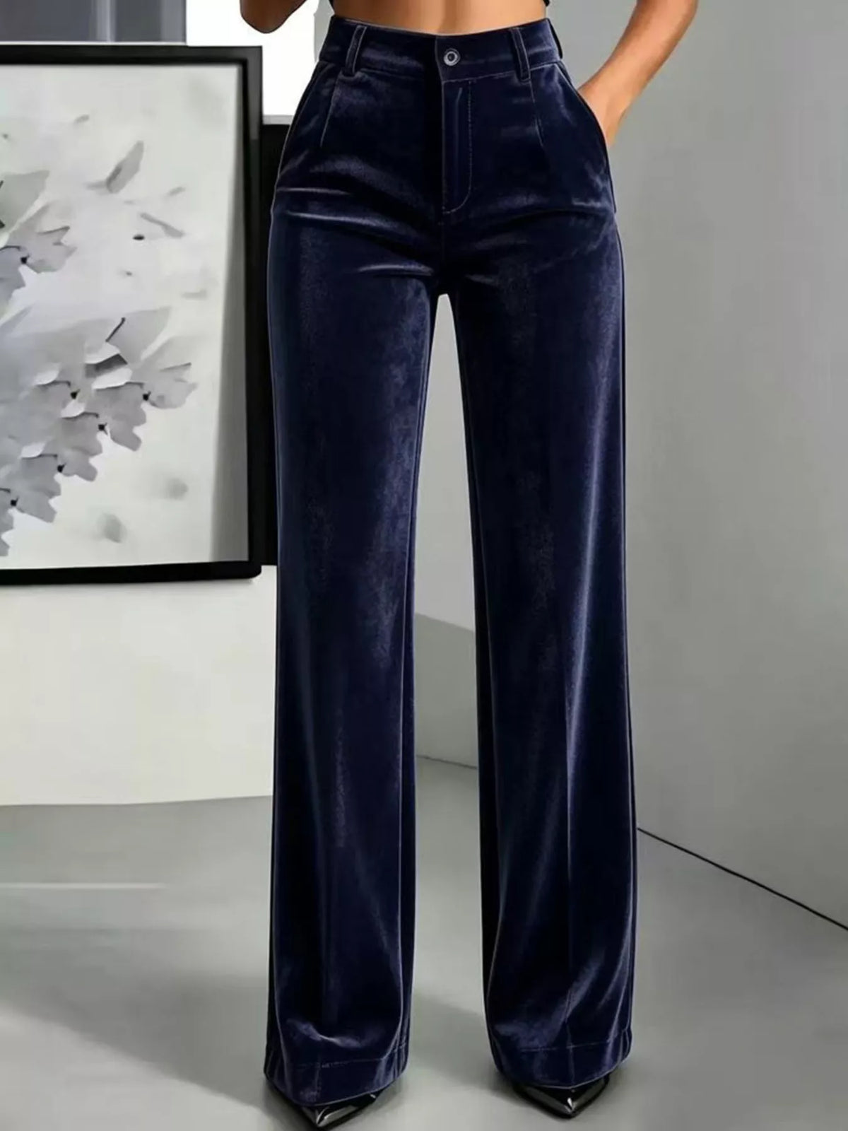 Navy velvet pants