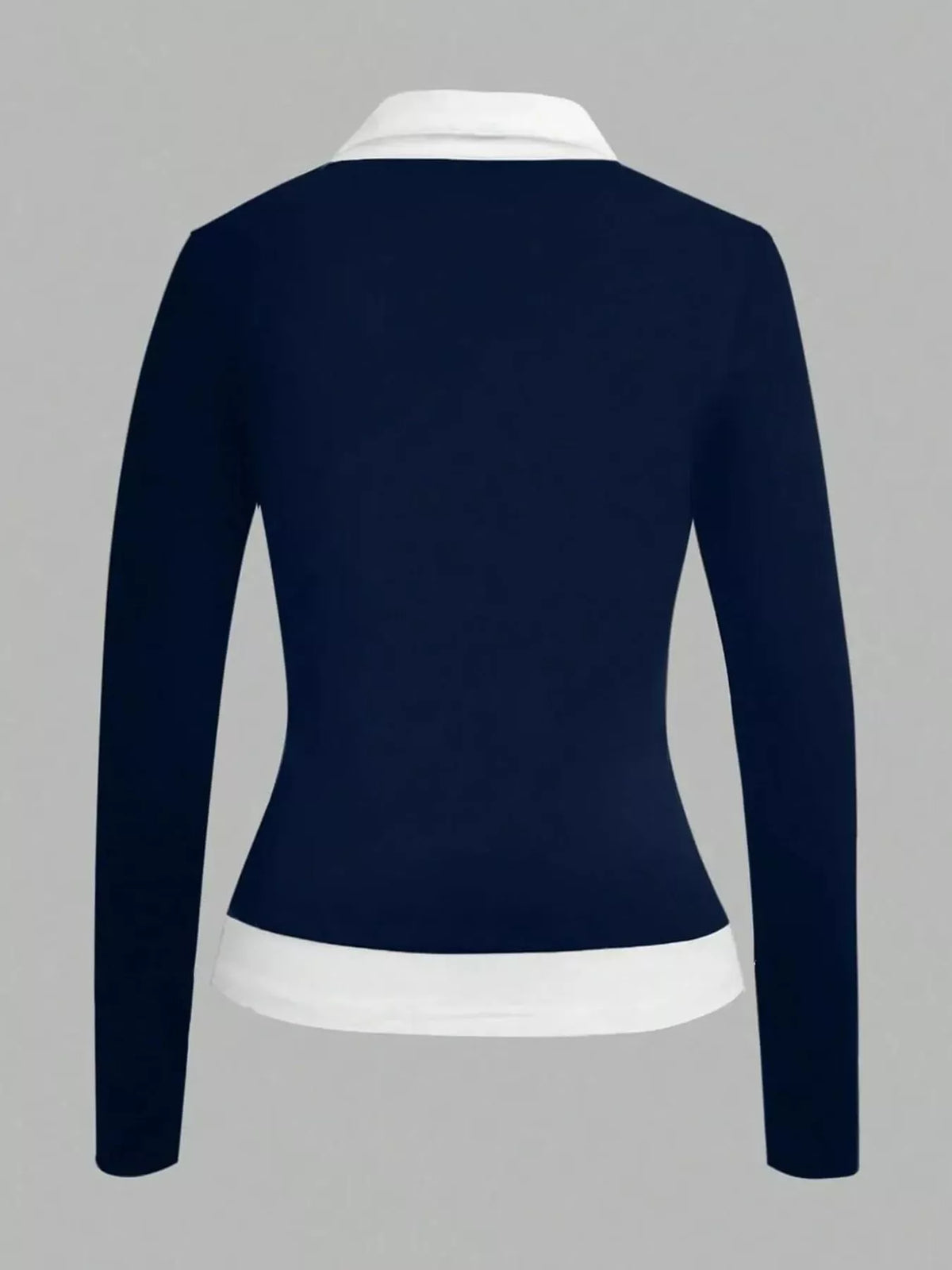 Collared long sleeve t-shirt, back view