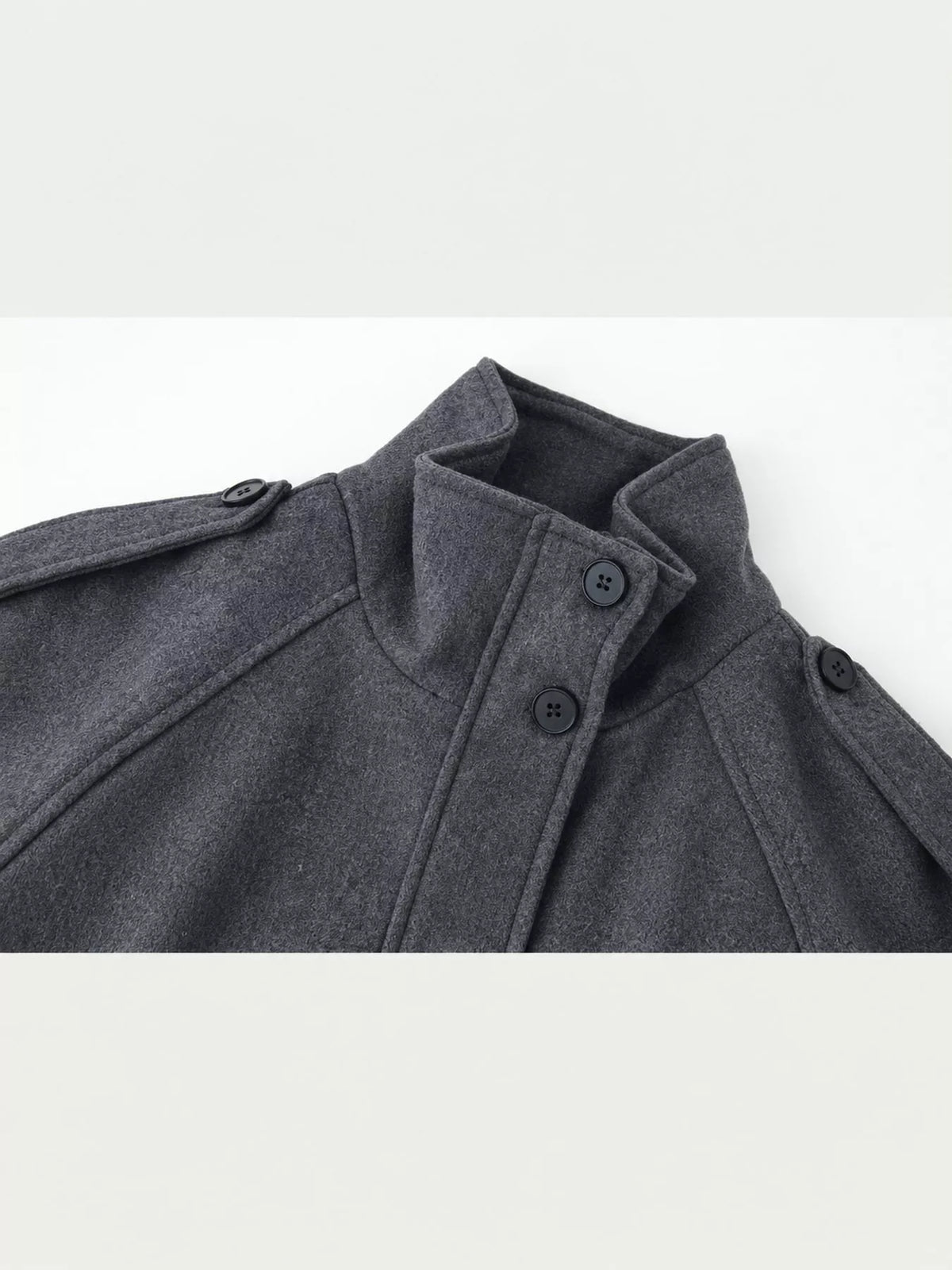 Gray zip-up stand-collar jacket — design and construction details