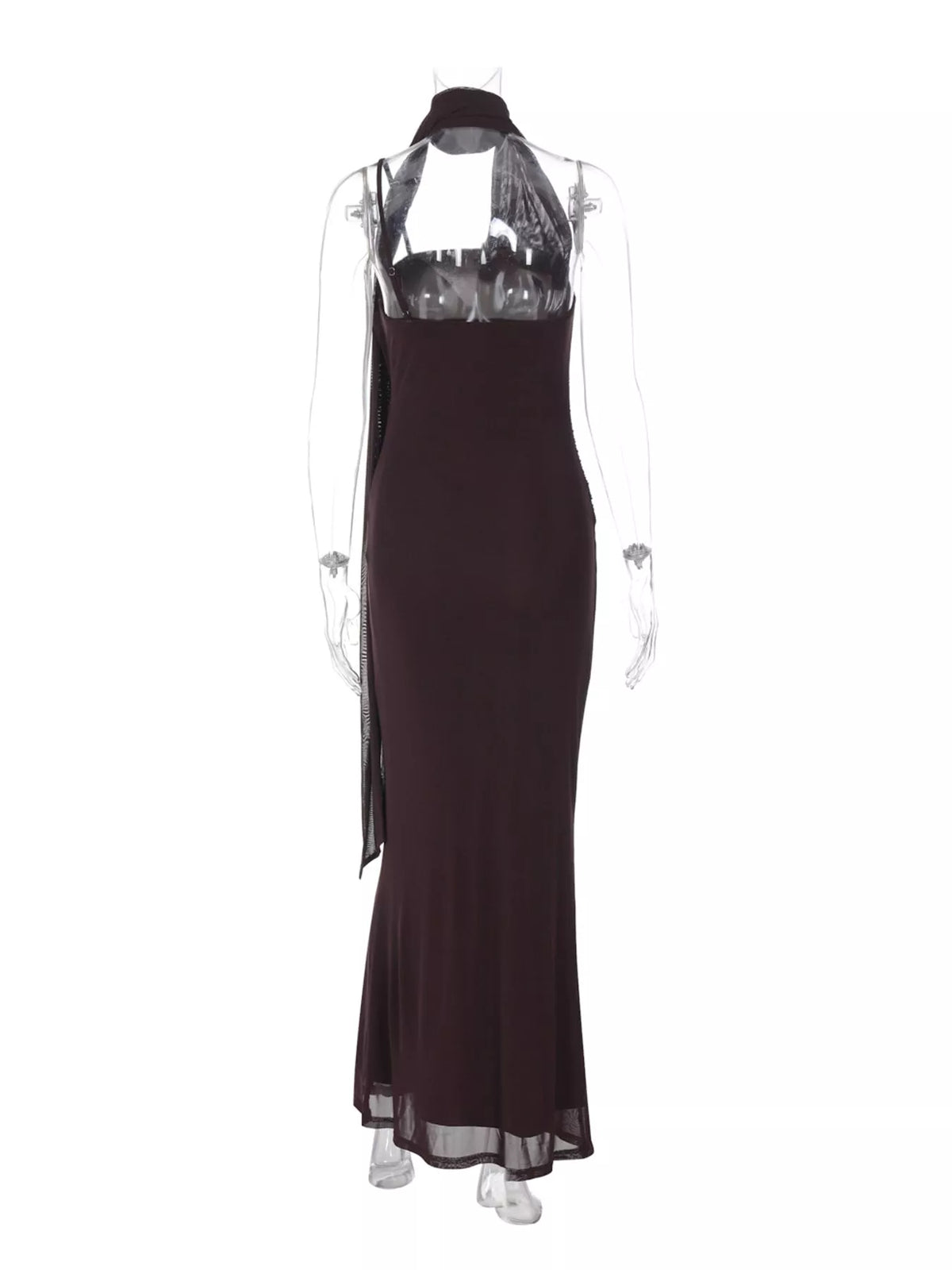 Cowl neck spaghetti-strap maxi dress, product view