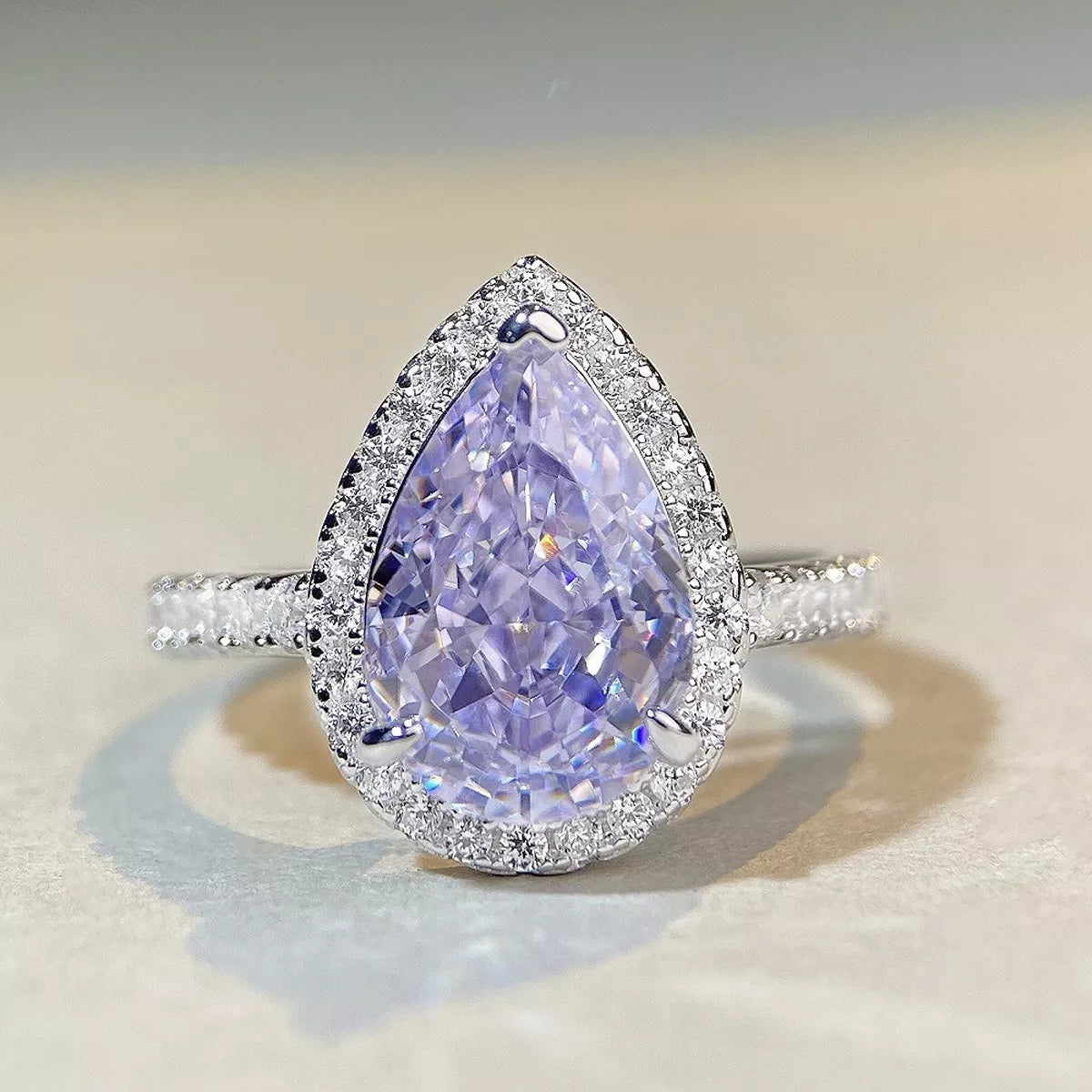 Trendsi 925 Sterling Silver Zircon Teardrop Ring -