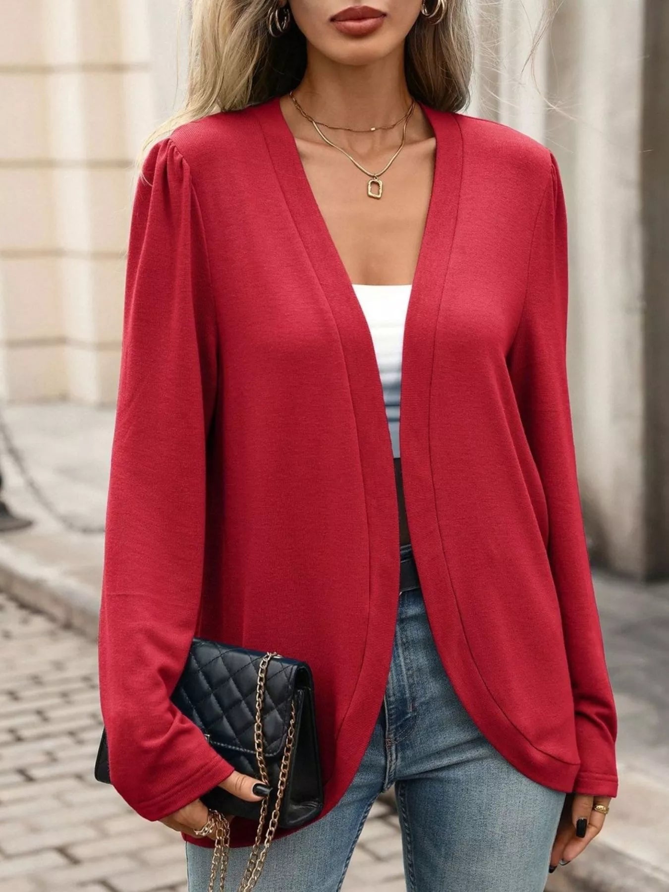 Trendsi Open Front Long Sleeve Cardigan -