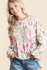 Trendsi BiBi Tie Dye Print Terry Pull Over -